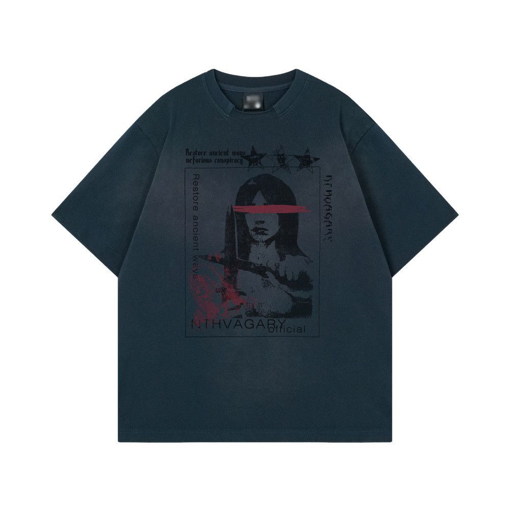 Japanese Brand Men's Pure Cotton Short-Sleeve T-Shirt with Face Print Size US M / EU 48-50 / 2 - 1 Thumbnail