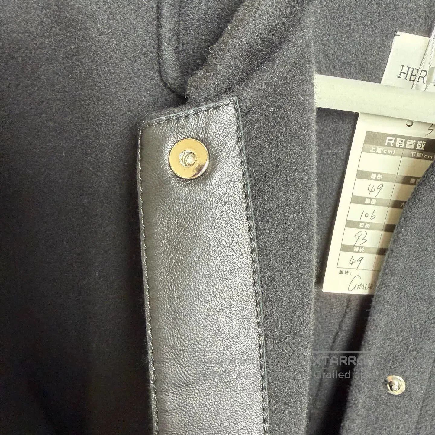 Hermes Black Cashmere Lapel Coat Size 34.