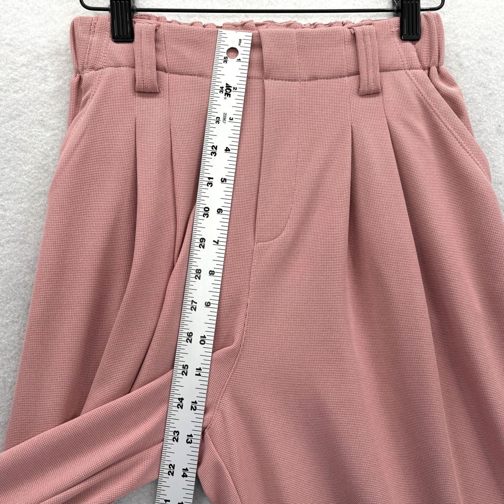 Vintage Halara Dress Pants Womens XS Pink Knit Elastic Waist Pleated Wide-Leg Solid Casual Size 26" / US 2 / IT 38 - 5 Thumbnail