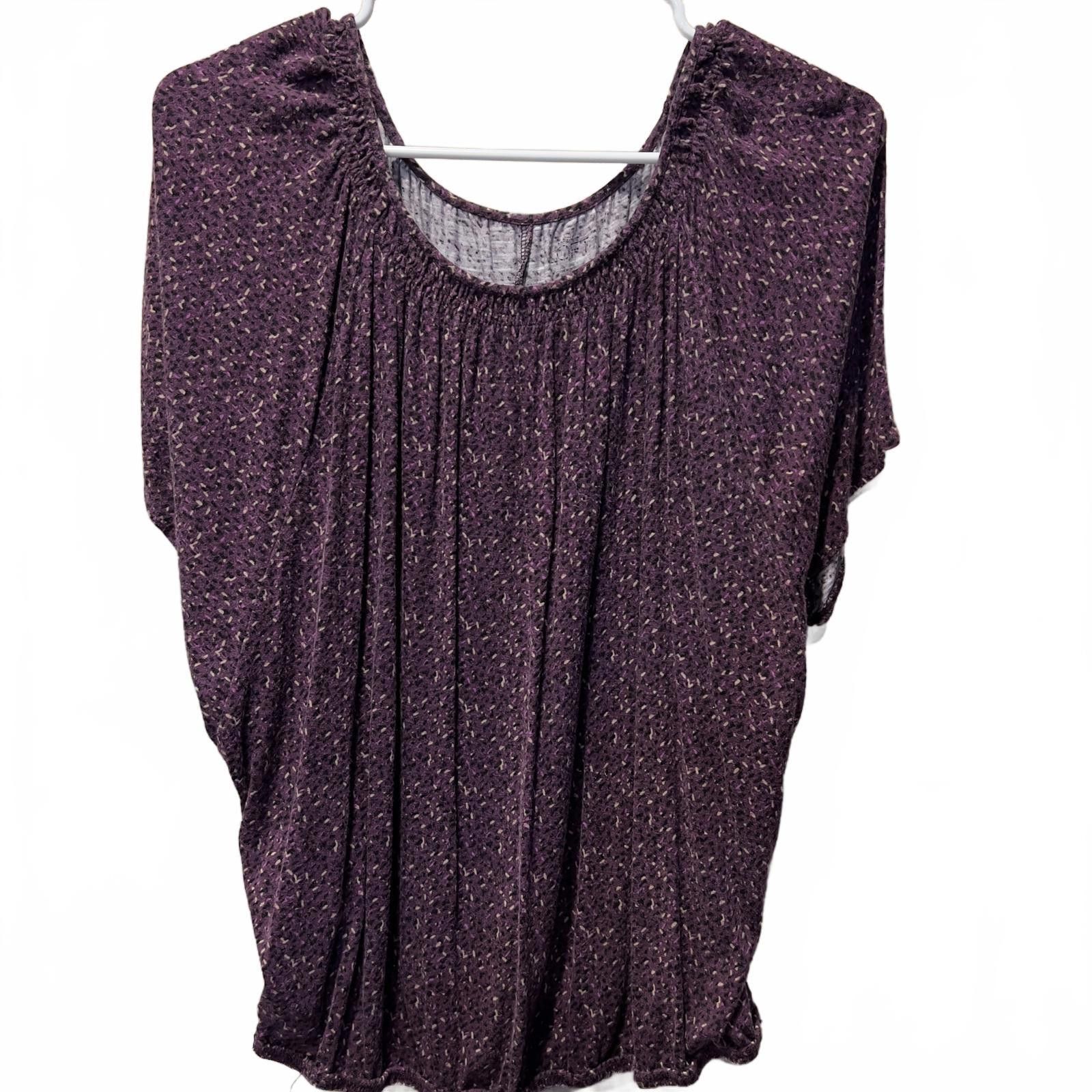 The Unbranded Brand Elegant Purple Blouse with Batwing Sleeves Size XXL / US 16-18 / IT 52-54 - 1 Thumbnail