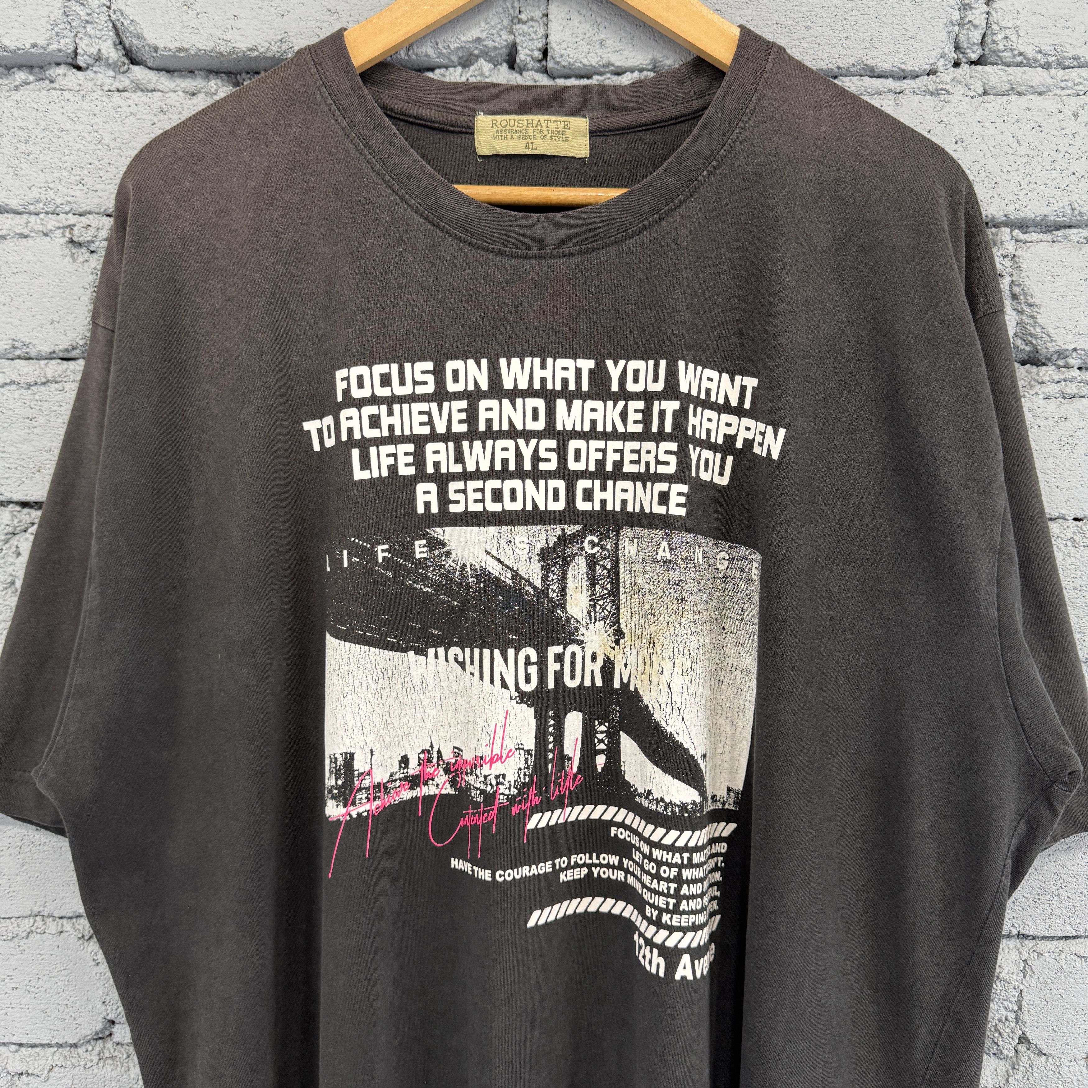 Japanese Brand Text Story Print Sunfaded Tshirt
