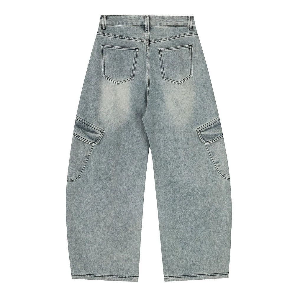 Vintage Men's multi-pocket workwear washed distressed scimitar jeans Size US 32 / EU 48 - 2 Thumbnail