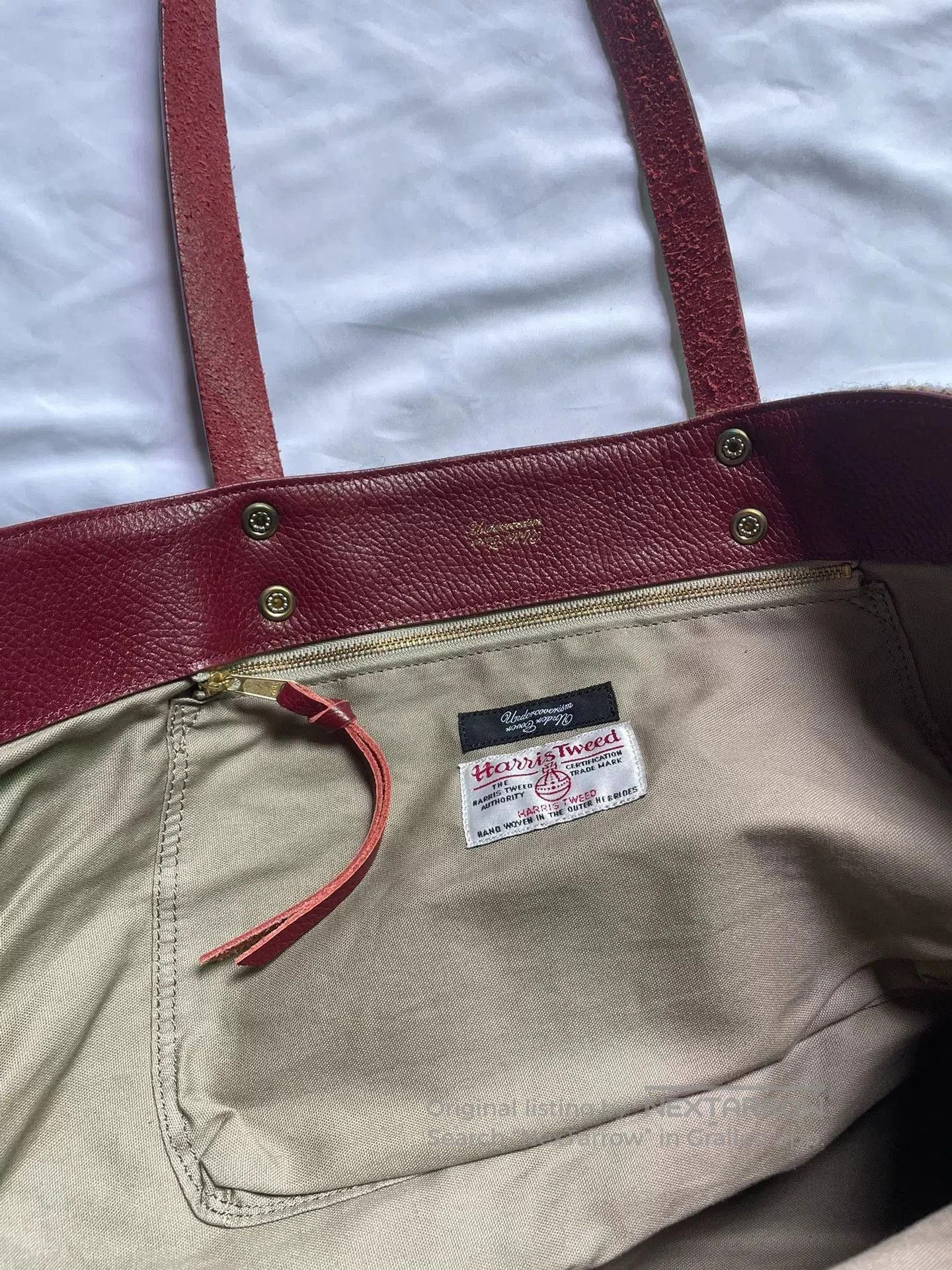Undercover harris tweed tote bag with leather base. Size ONE SIZE - 3 Thumbnail