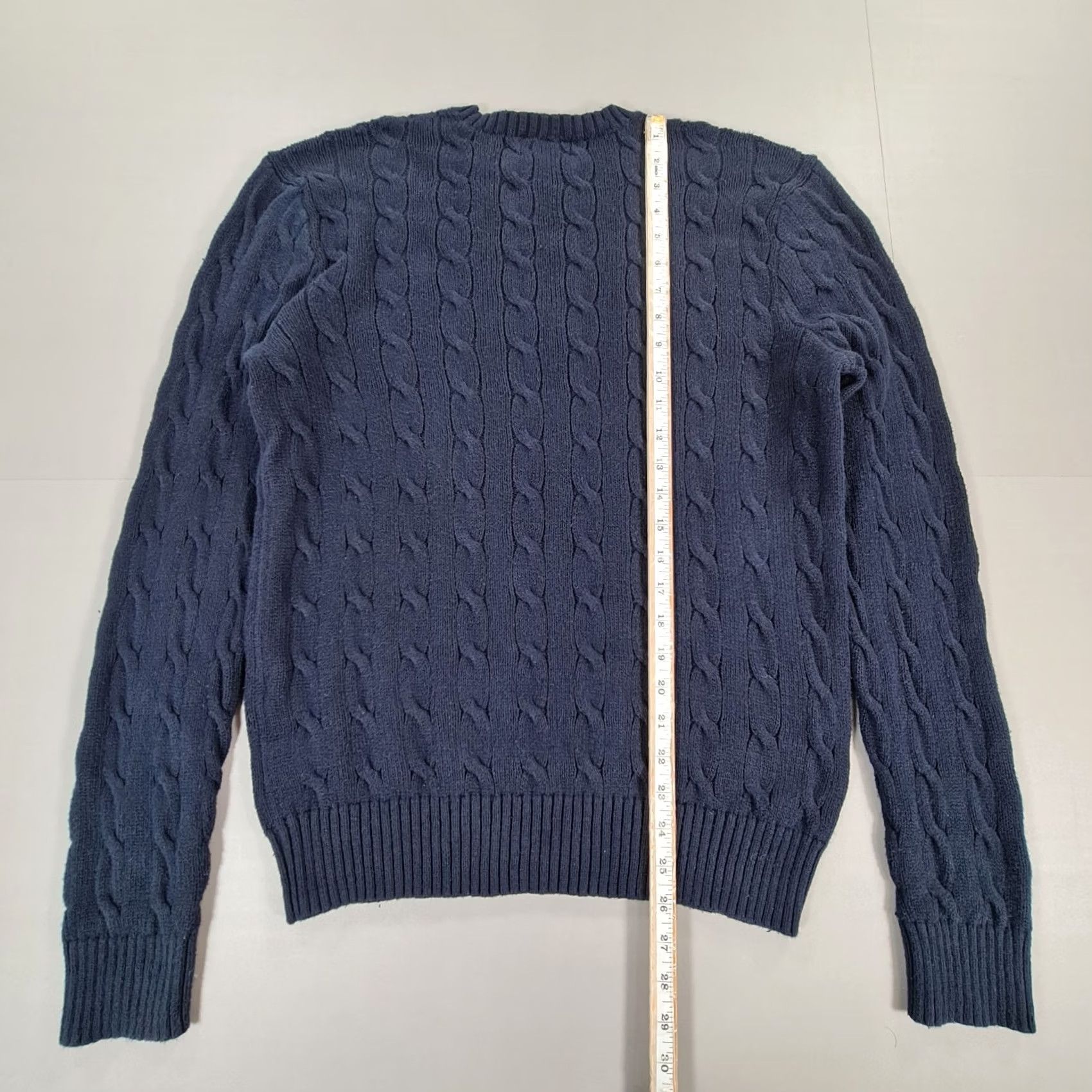Polo Ralph Lauren Polo Ralph Lauren Jumper Mens Cable-Knit Navy Blue Medium Cotton Pullover Size US L / EU 52-54 / 3 - 5 Thumbnail