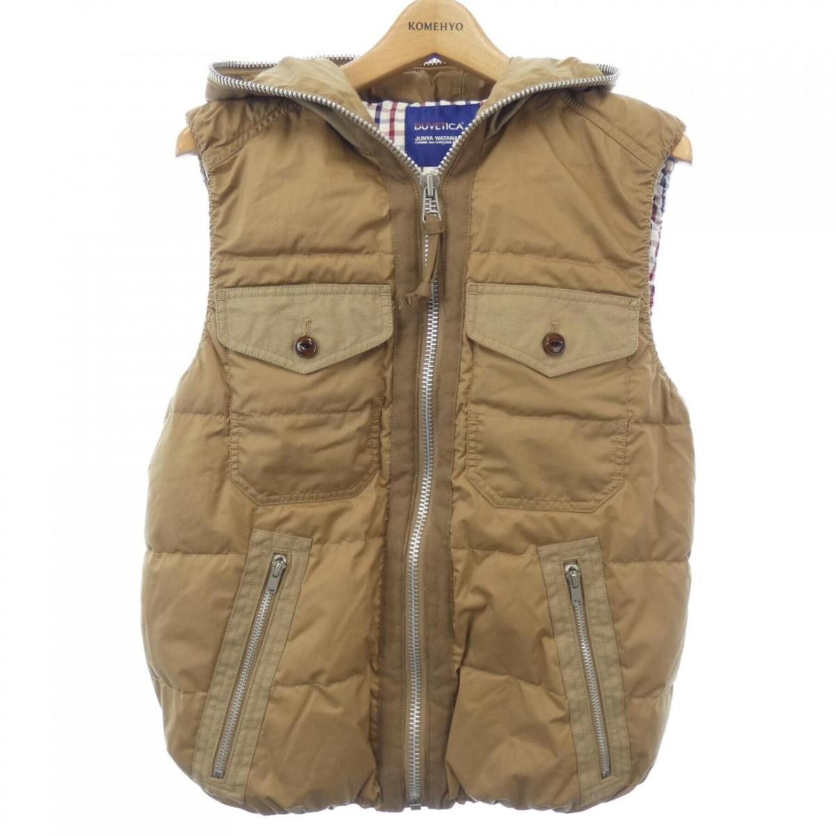 Vests Hooded Zip Up Plain Cotton Flap Zip Pocket Beige