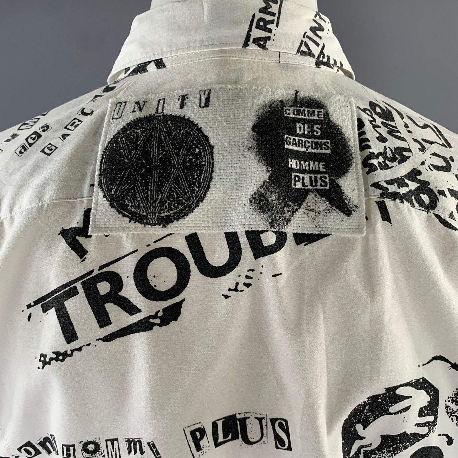 Comme des Garcons Homme Plus Size S White Black Graphic Long Sleeve Shirt Size US S / EU 44-46 / 1 - 5 Thumbnail