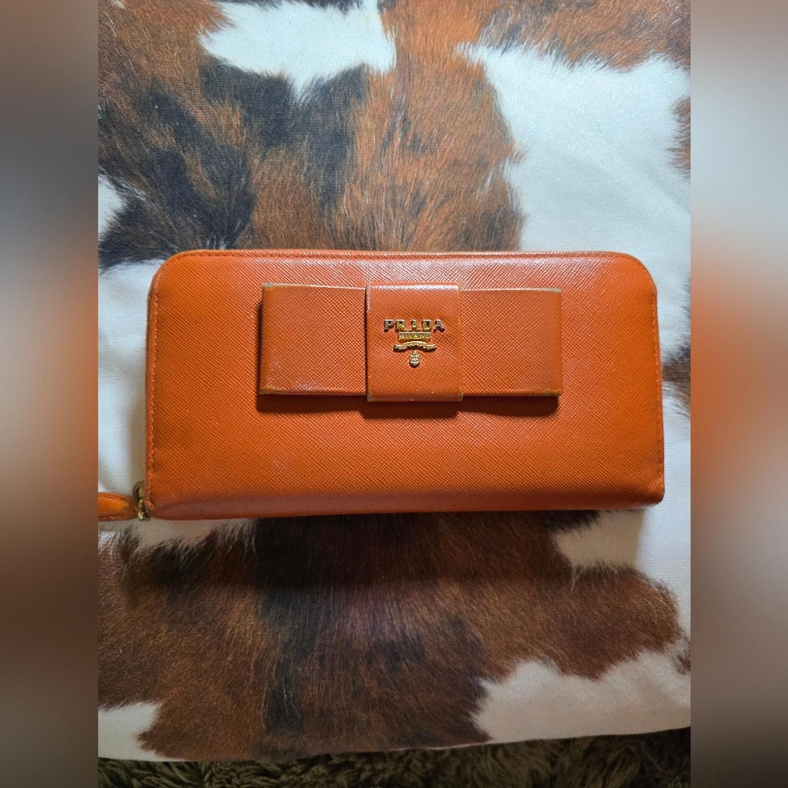 Prada Authentic Orange Prada Zip Wallet Size ONE SIZE - 2 Thumbnail