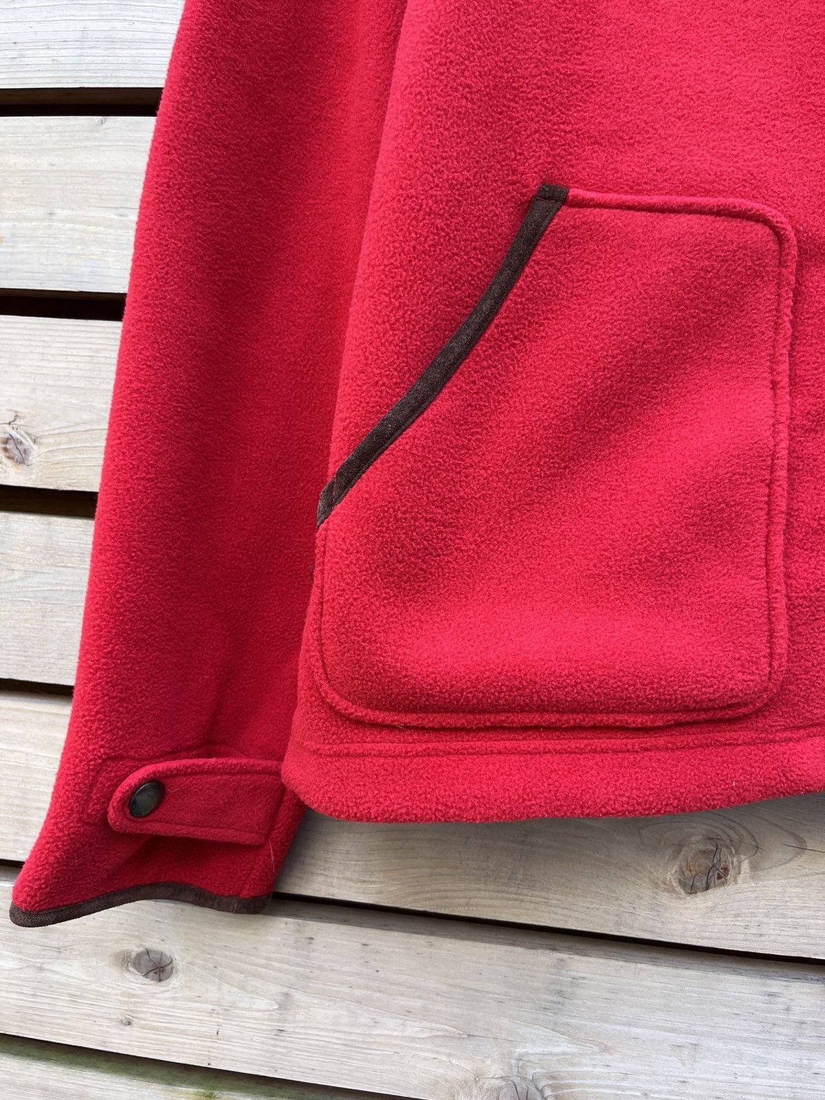 Polo Ralph Lauren × Ralph Lauren × Vintage Polo Ralph Lauren Fleece Jacket Full Zip Leather Trim Size US L / EU 52-54 / 3 - 8 Thumbnail
