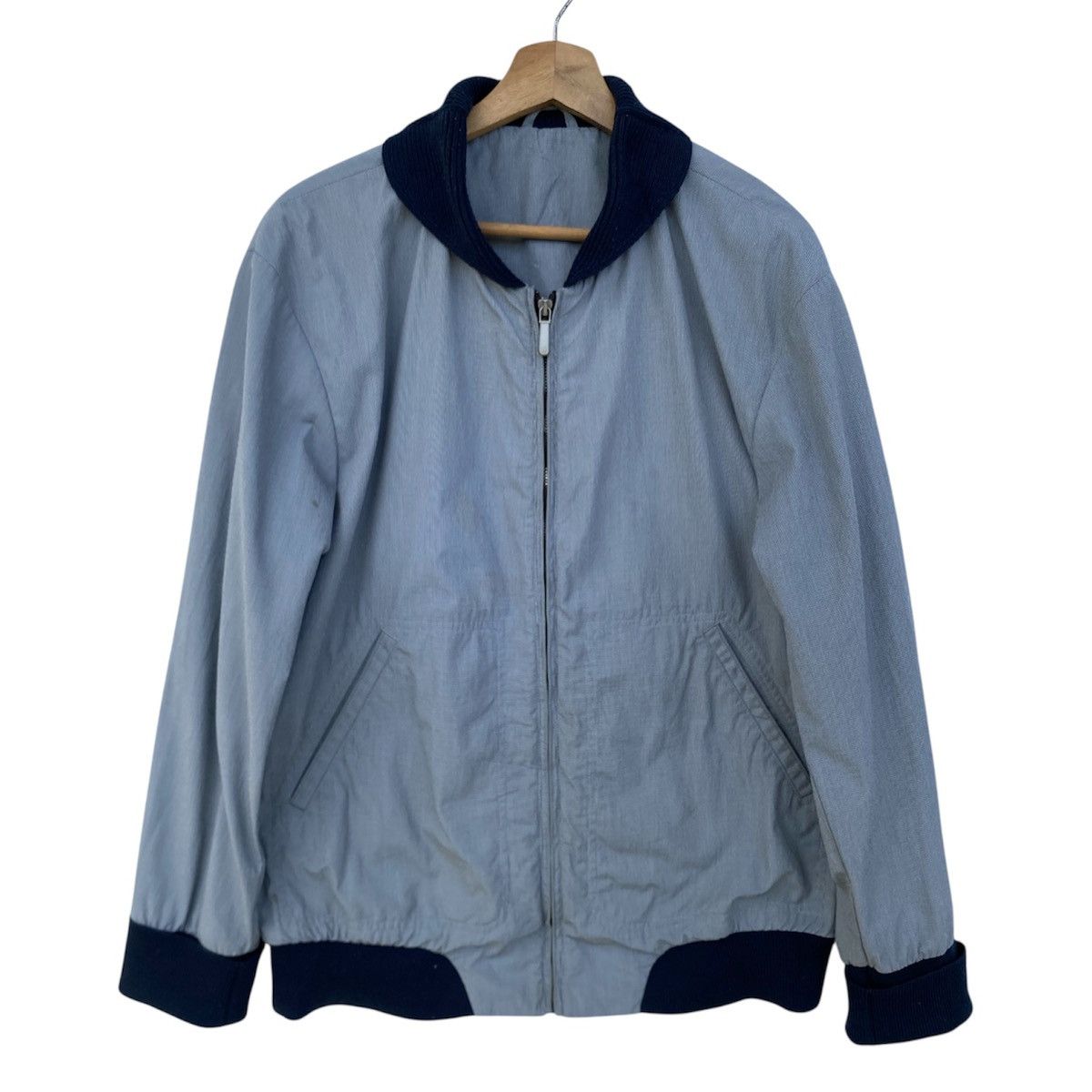 Alfred Dunhill Dunhill Light Blue Zip-Up Bomber Jacket | Made in Italy Size US L / EU 52-54 / 3 - 1 Thumbnail