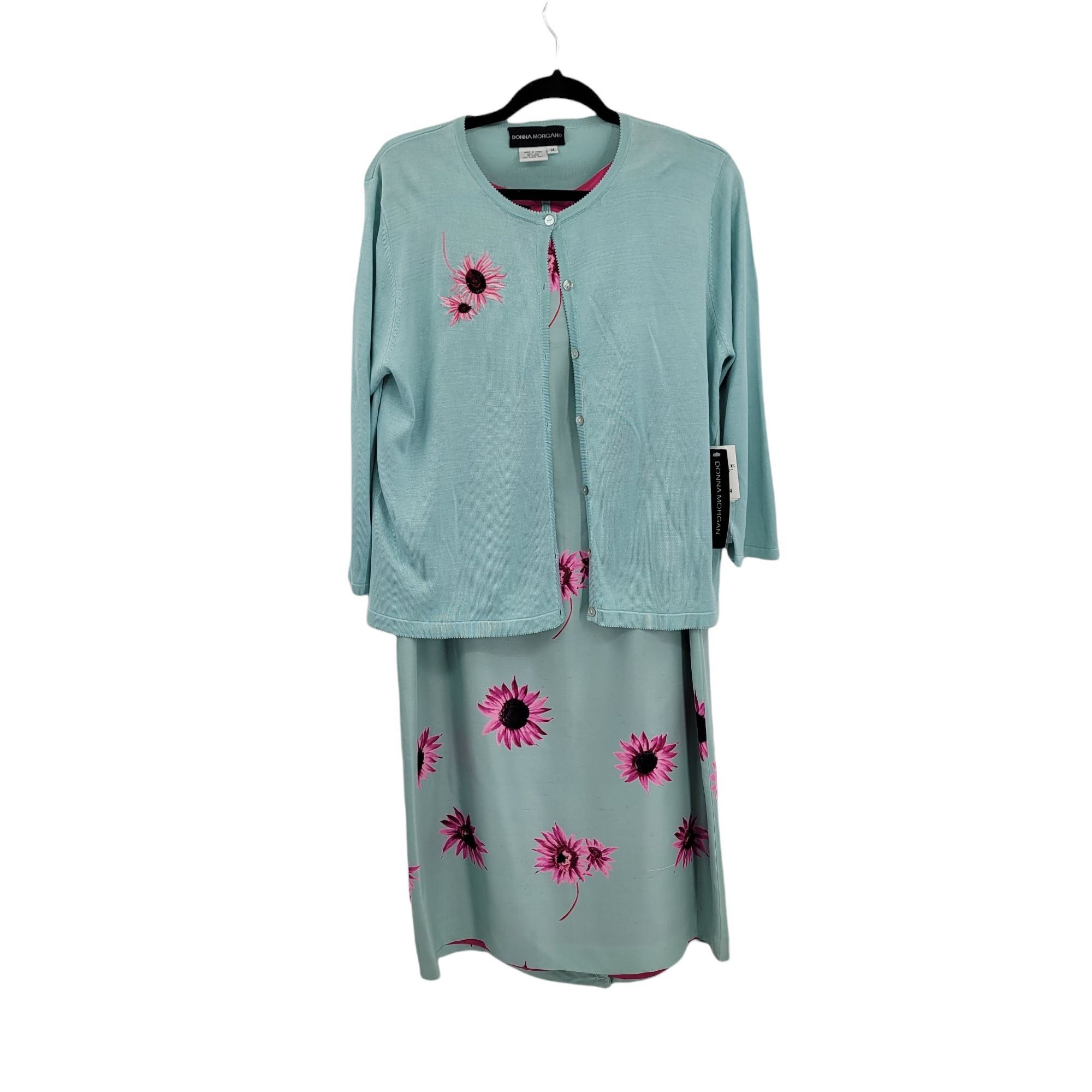 Donna Morgan Donna Morgan Silk 2pc Dress Set Sz 14 Pastel Floral Sleevele Size XL / US 12-14 / IT 48-50 - 1 Thumbnail