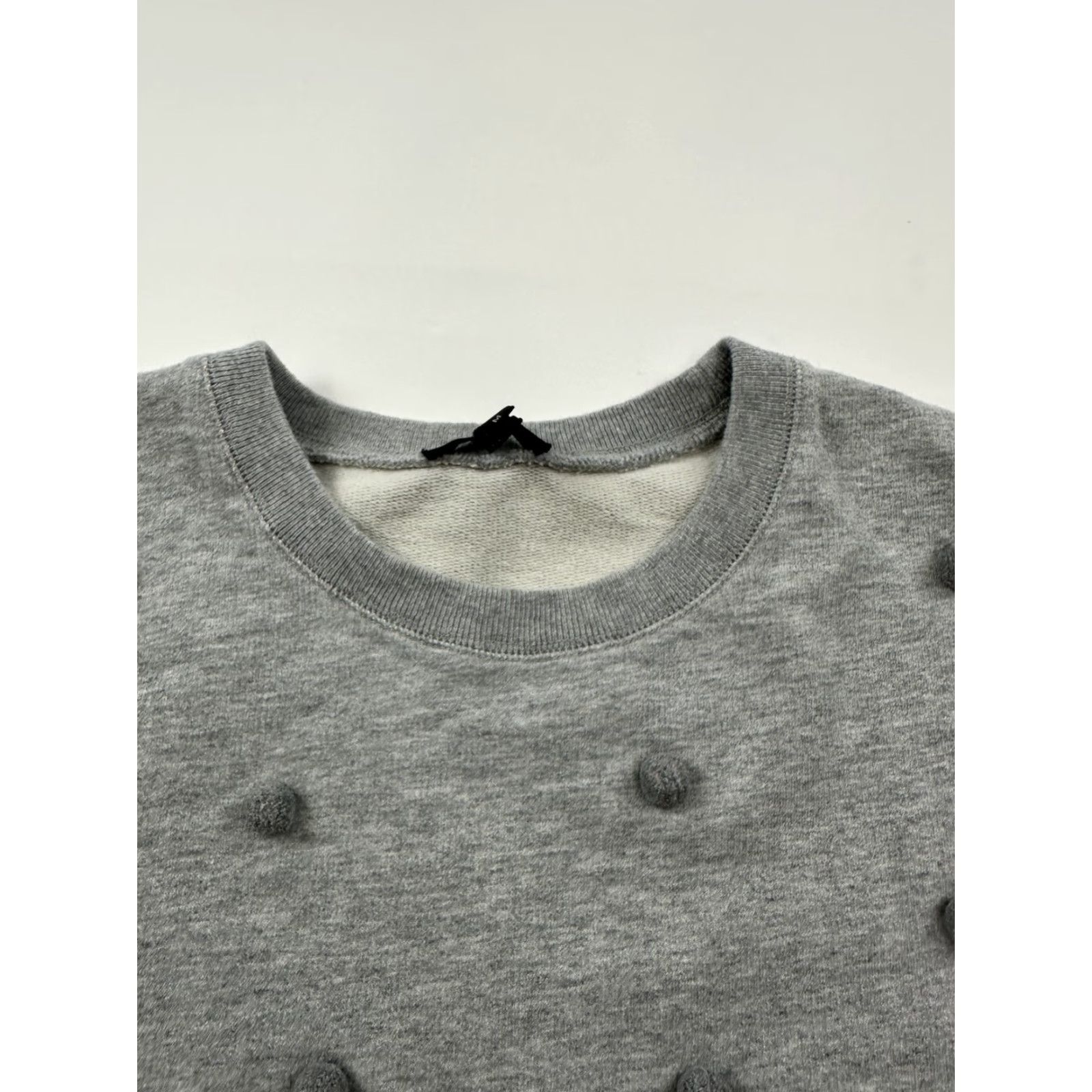 J.Crew J.CREW Gray Pom Pom Sweater Pullover Womens Medium Cotton Crewneck Classic Preppy Size M / US 6-8 / IT 42-44 - 4 Thumbnail