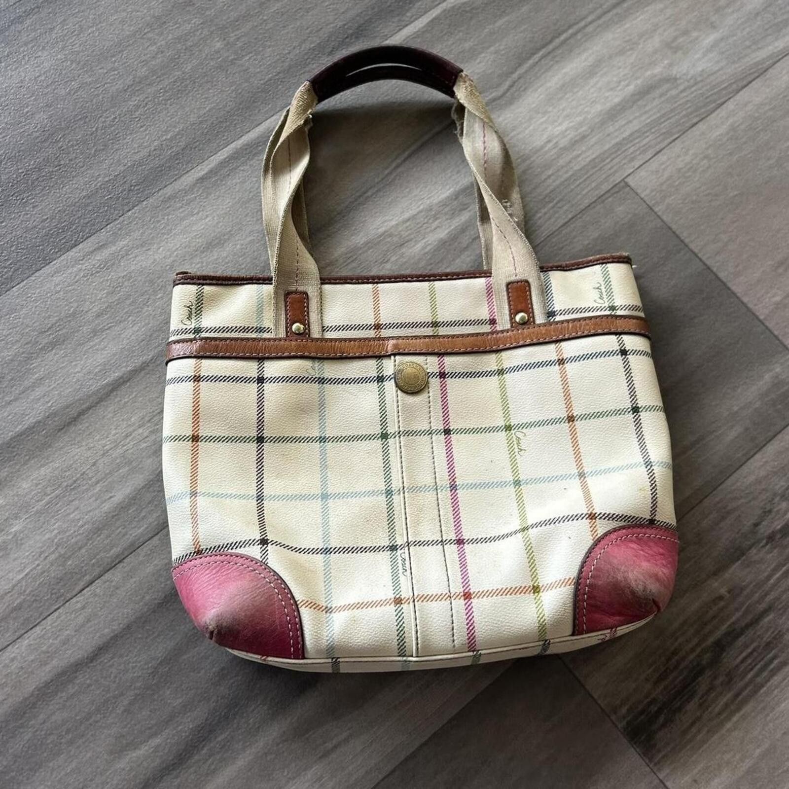 Coach Vintage Coach multicoloured plaid tote bag purse Size ONE SIZE - 3 Thumbnail