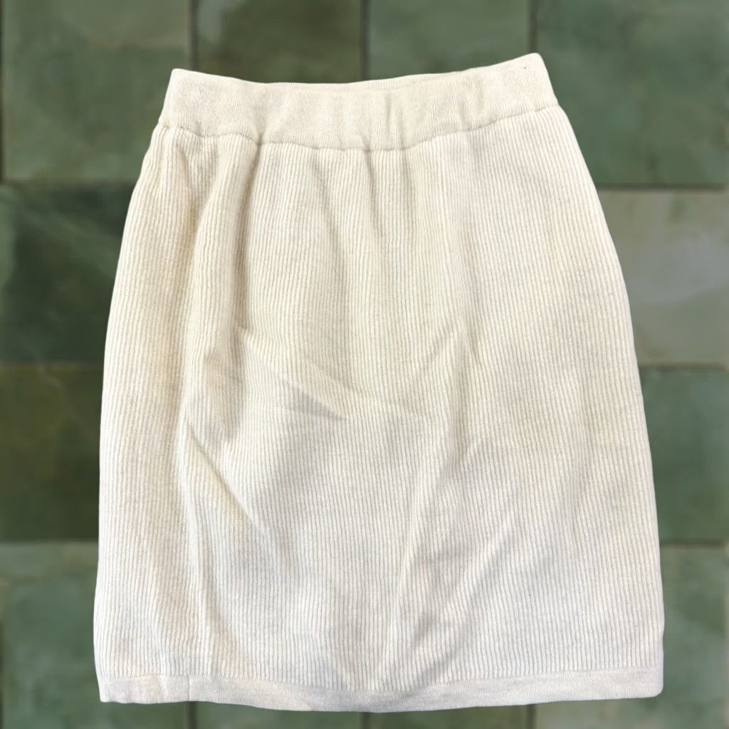 Vintage VINTAGE Pappagallo Skirt Women's Large Ivory Wool Rabbit Knit Pencil 80s Pull On Size 36" / US 14 / IT 50 - 1 Thumbnail