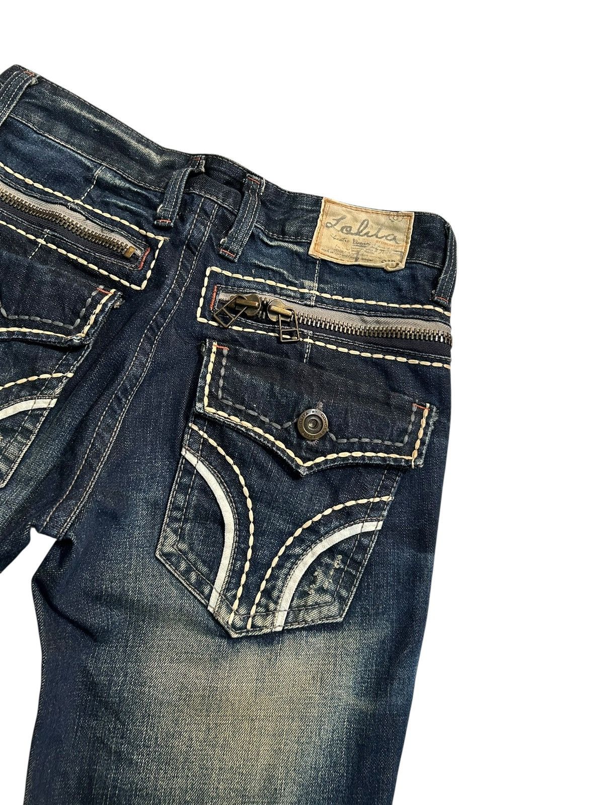 If Six Was Nine Yoshimoto Nara Lolita Japanese Punk Rusty Faded Denim Jeans☠️ Size US 30 / EU 46 - 8 Thumbnail