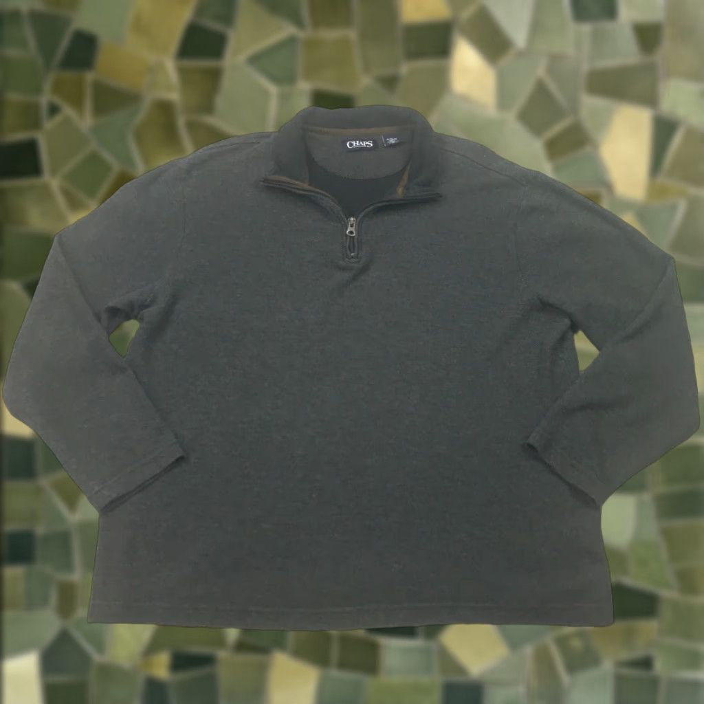 Chaps Chaps Sweatshirt 1/4 Zip Mock Neck Long Sleeve Adult Large Gray Cotton Knit Mens Size US L / EU 52-54 / 3 - 1 Thumbnail