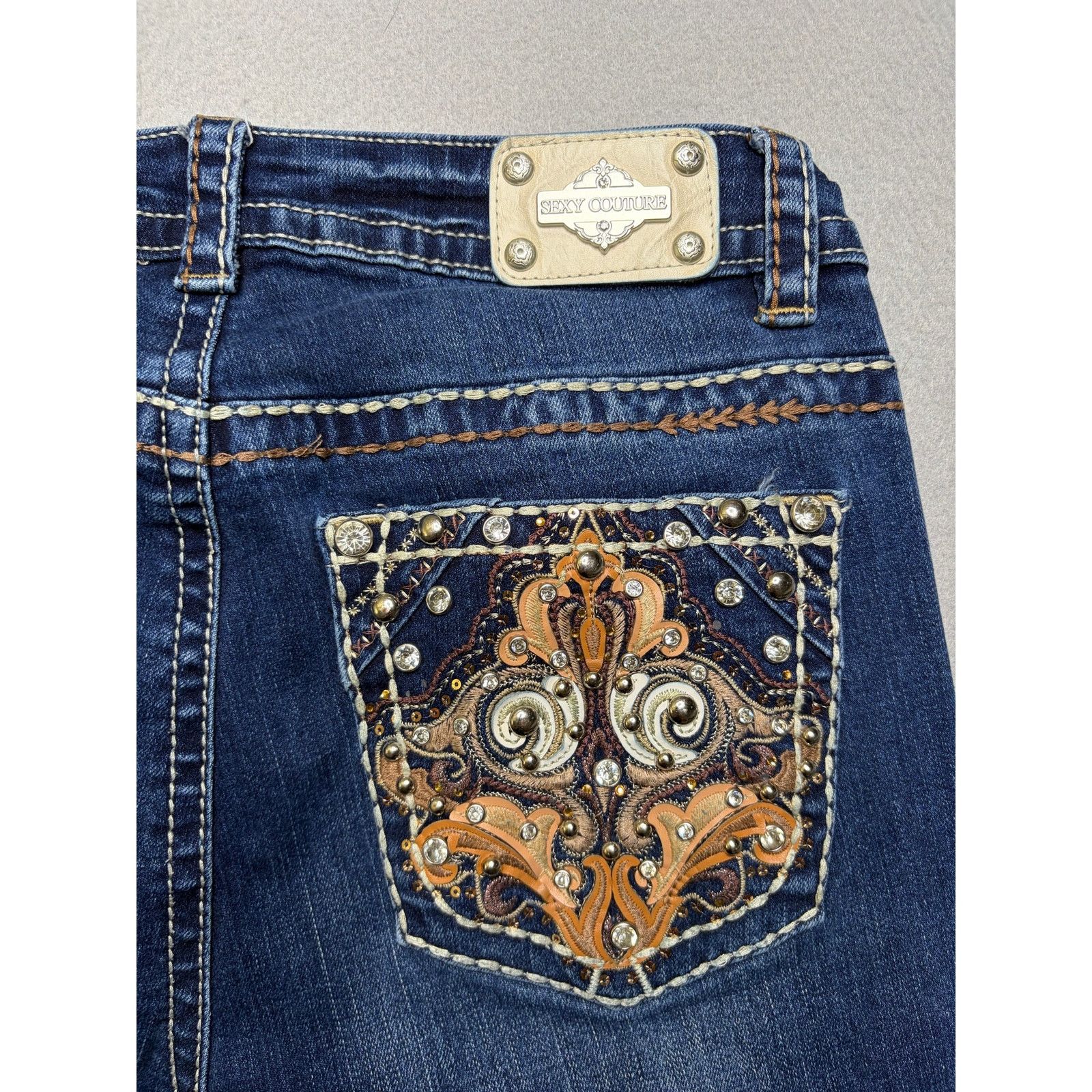 Other Sexy Couture Women’s Embellished Bootcut Jeans 28x32 Dark Size 28" / US 6 / IT 42 - 12 Thumbnail