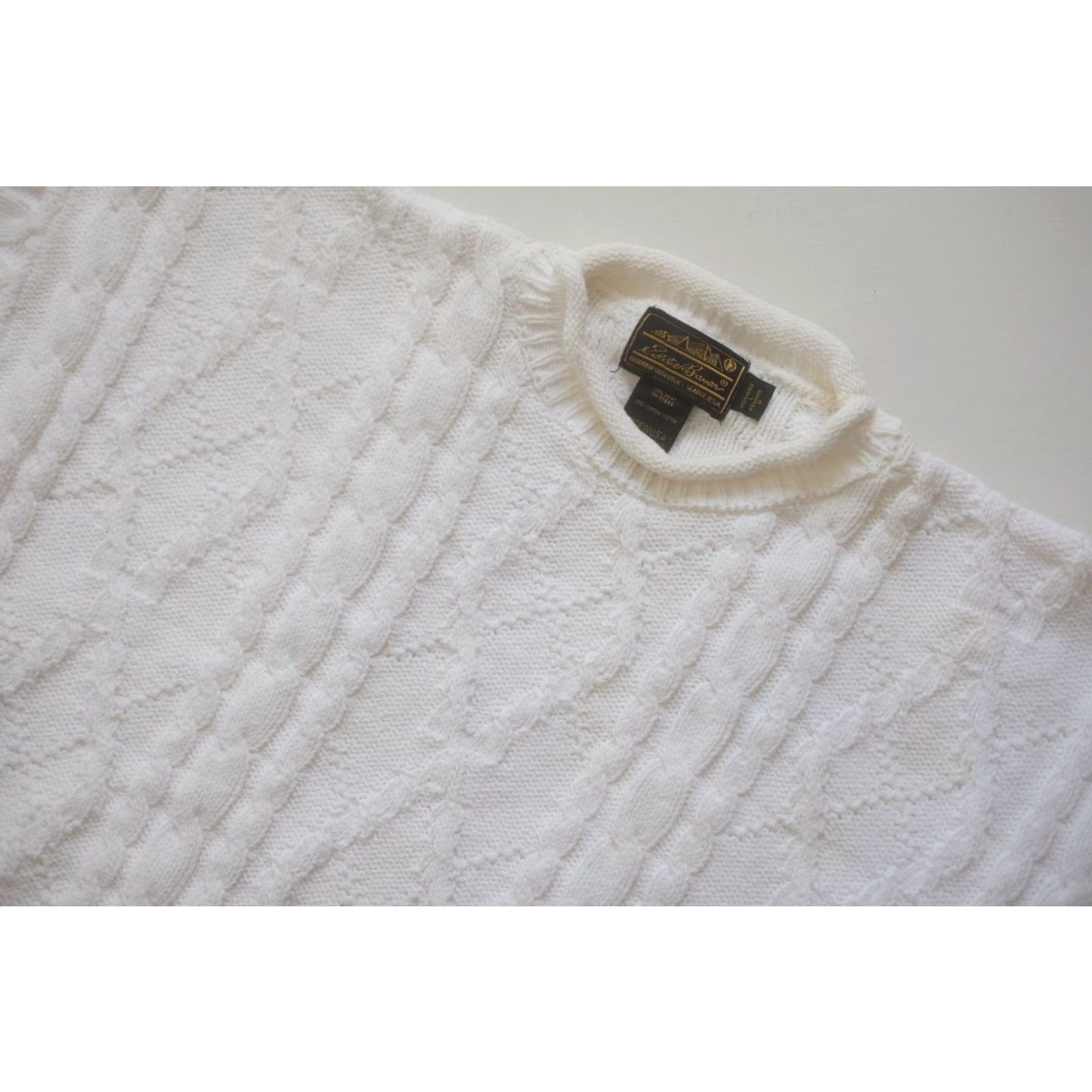 Eddie Bauer VINTAGE Eddie Bauer Cotton Knit Sweatshirt Crewneck WMNS SZ L White 90s USA MADE Cable Knit Sweatshirt Womens Mens? Size US L / EU 52-54 / 3 - 5 Thumbnail