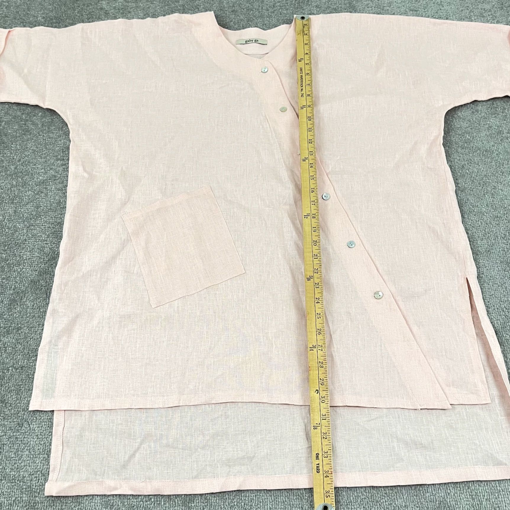 Pinko Gaby Ga Shirt Womens M/L Oversized 100% Linen Pink Tunic Top - Button-Up Crew Neck Dolman Sleeve Classic 3/4 Sleeve Vintage? No (pre-owned) Size M / US 6-8 / IT 42-44 - 3 Thumbnail