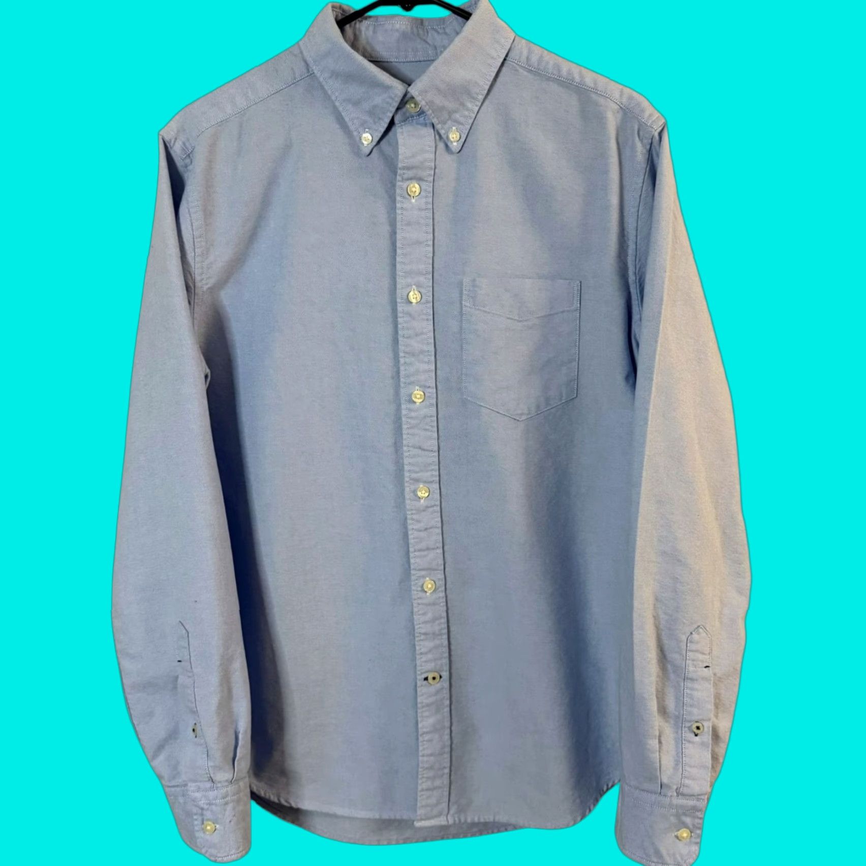 American Eagle Outfitters American Eagle Outfitters Shirt Adult Medium Blue Button-Down 100% Cotton Classic Fit Mens City Preppy Solid Size US M / EU 48-50 / 2 - 1 Thumbnail