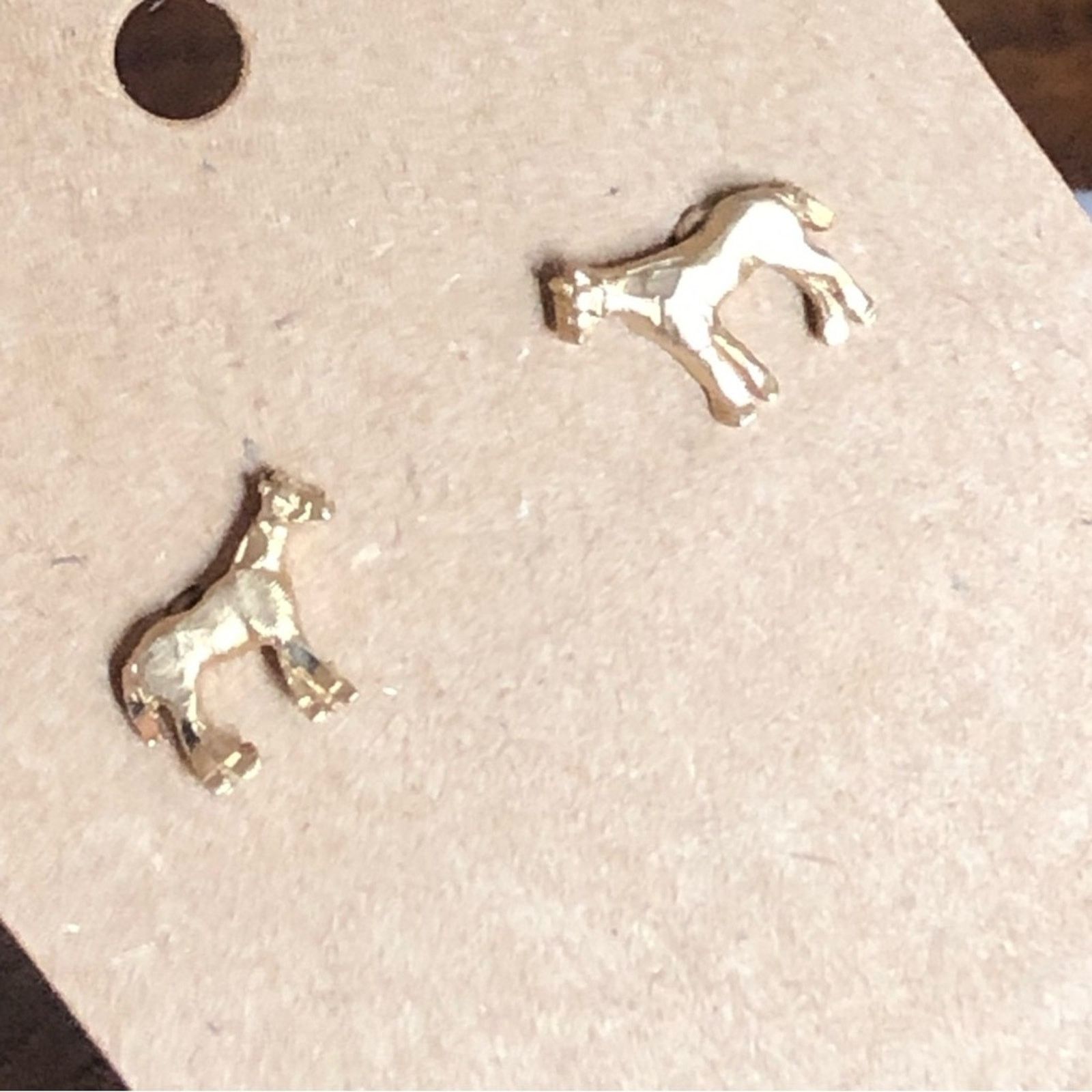 Jewelry Diamond cut matte gold tone horse pierced earrings Size ONE SIZE - 6 Thumbnail