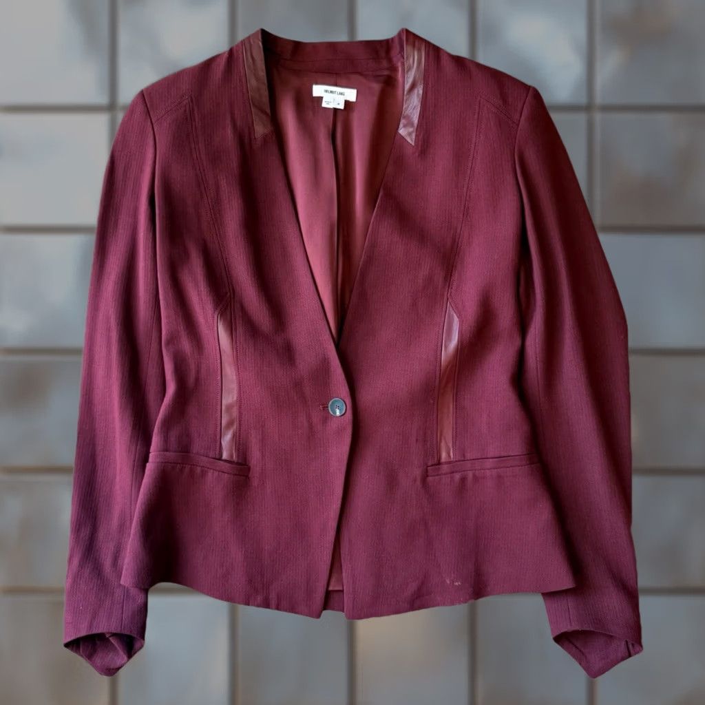 Helmut Lang Helmut Lang Blazer Women's Maroon V Neck Single Button New York Glam Size S / US 4 / IT 40 - 1 Thumbnail