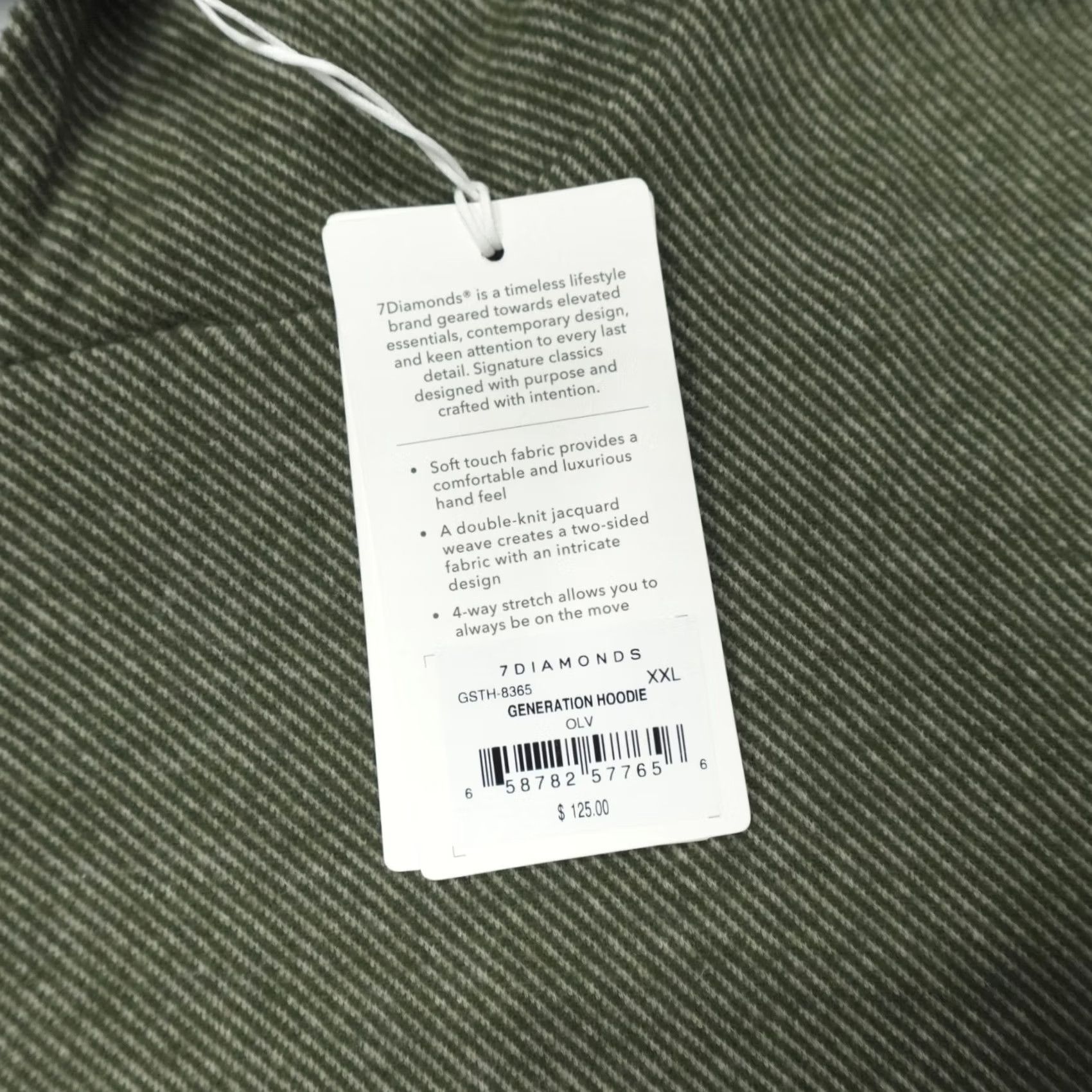 Vintage 7 Diamonds Generation Hoodie Men's Size 2XL Olive Striped Double-Knit Weave Shirt Size US XXL / EU 58 / 5 - 4 Thumbnail