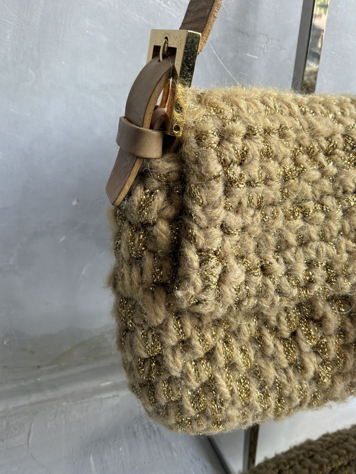 Fendi Fendi - Knit Woven Crochette Ponyhair Baguette Bag Size ONE SIZE - 6 Thumbnail