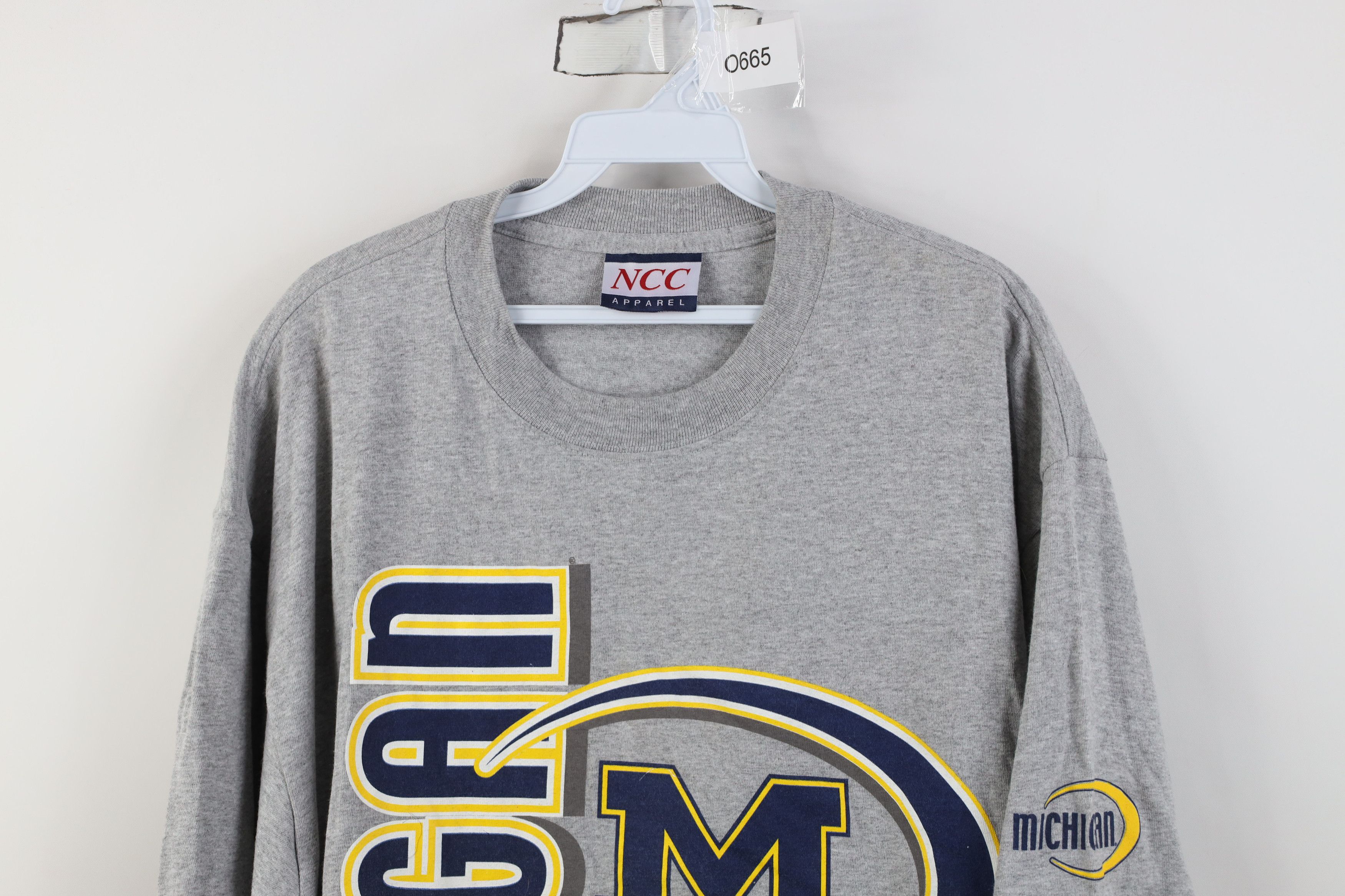 Vintage Vintage 90s University of Michigan Short Sleeve T-Shirt Gray Size US XL / EU 56 / 4 - 2 Thumbnail