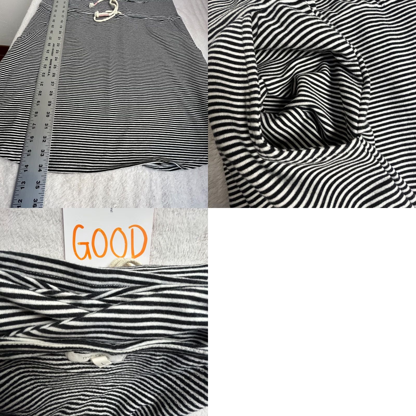 Vintage Maurices Women's Shift Mini Dress Drawstring Waist Striped Black Size Large Size L / US 10 / IT 46 - 8 Thumbnail
