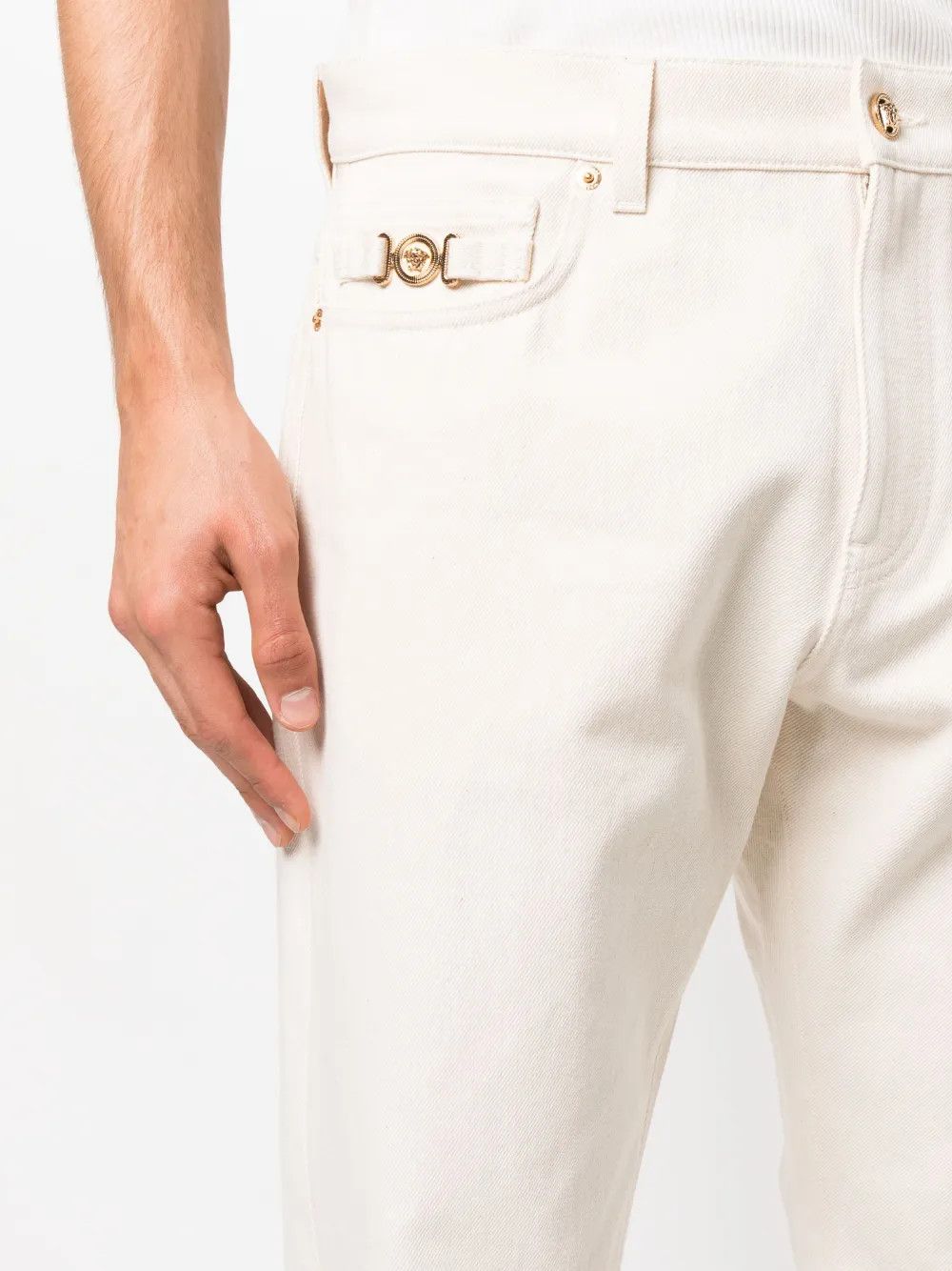 Versace o1y0425 Denim Pant in Beige Size US 33 - 2 Thumbnail
