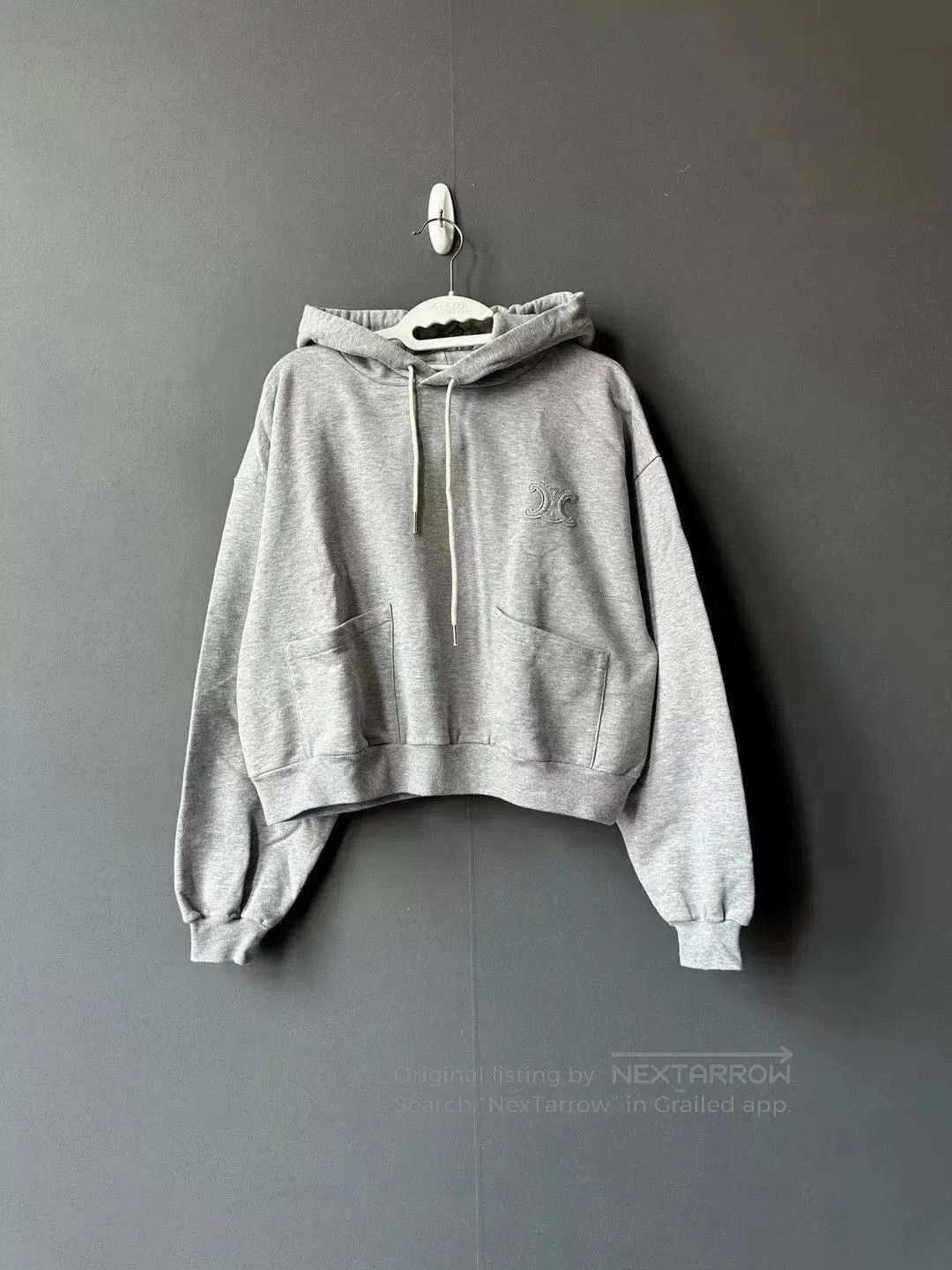 Celine celine gray embroidered logo hoodie. Size M / US 6-8 / IT 42-44 - 1 Thumbnail