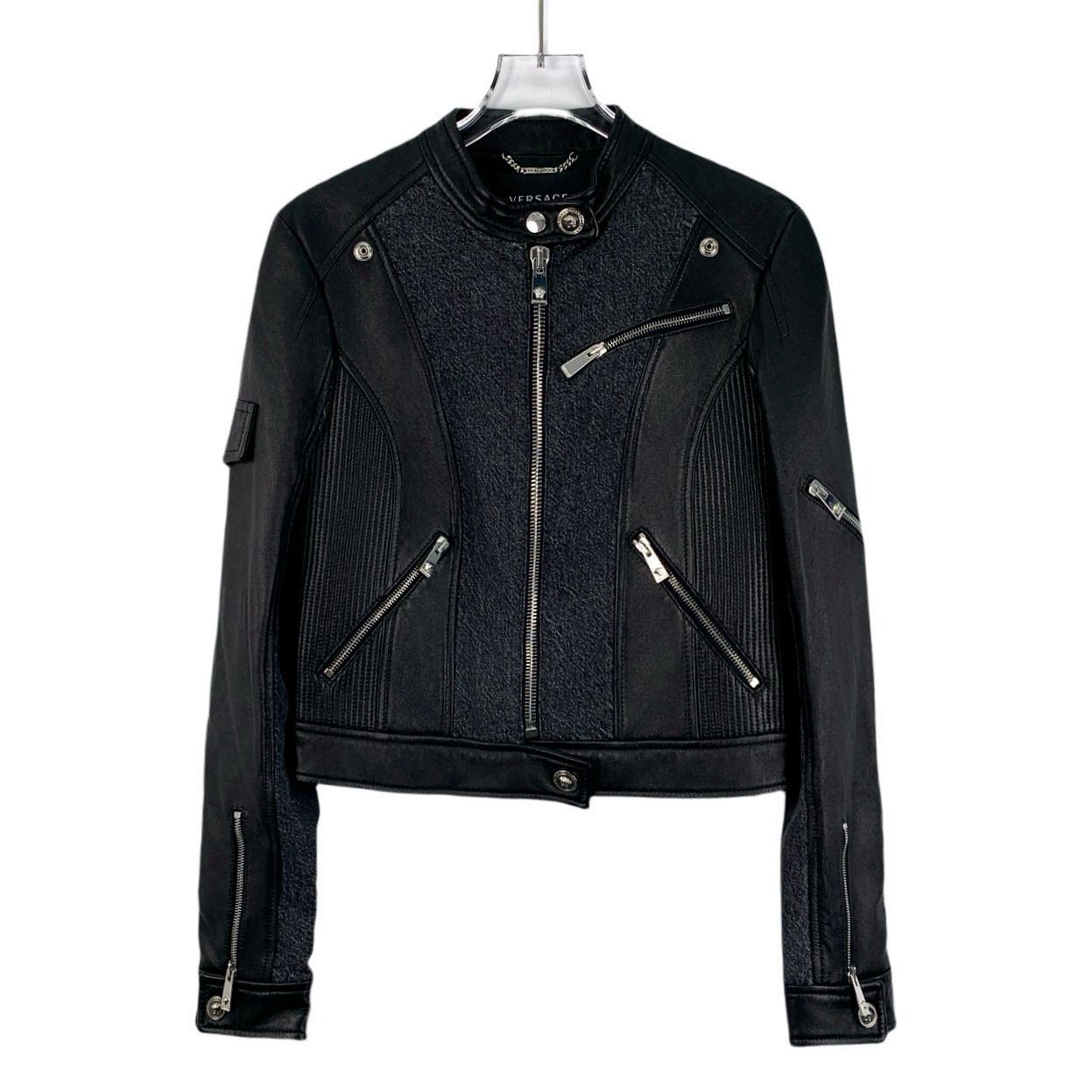 Versace Versace Womens Black Patchwork Sheepskin Leather Jacket With Size S / US 4 / IT 40 - 1 Thumbnail