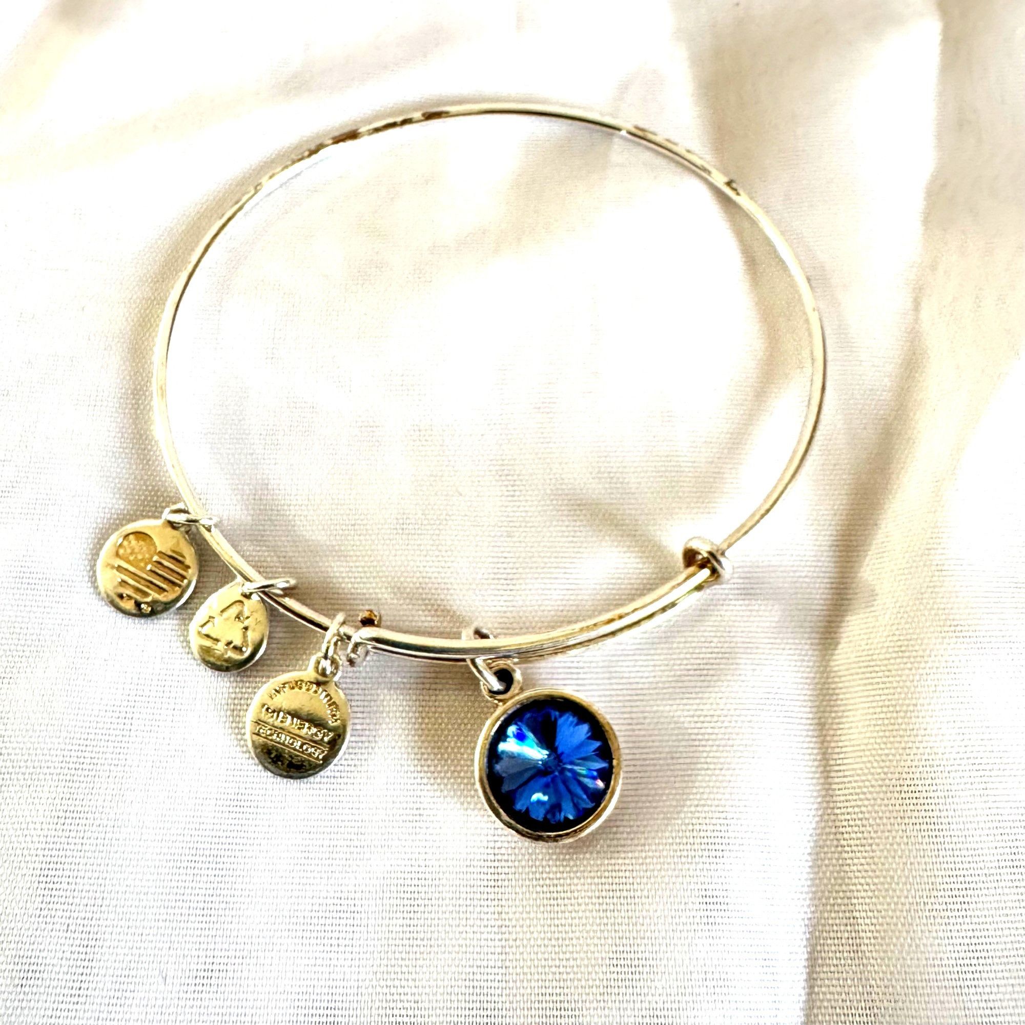 Vintage Alex & Ani Gold Tone Sapphire September Birthstone Charm Ban Size ONE SIZE - 1 Thumbnail