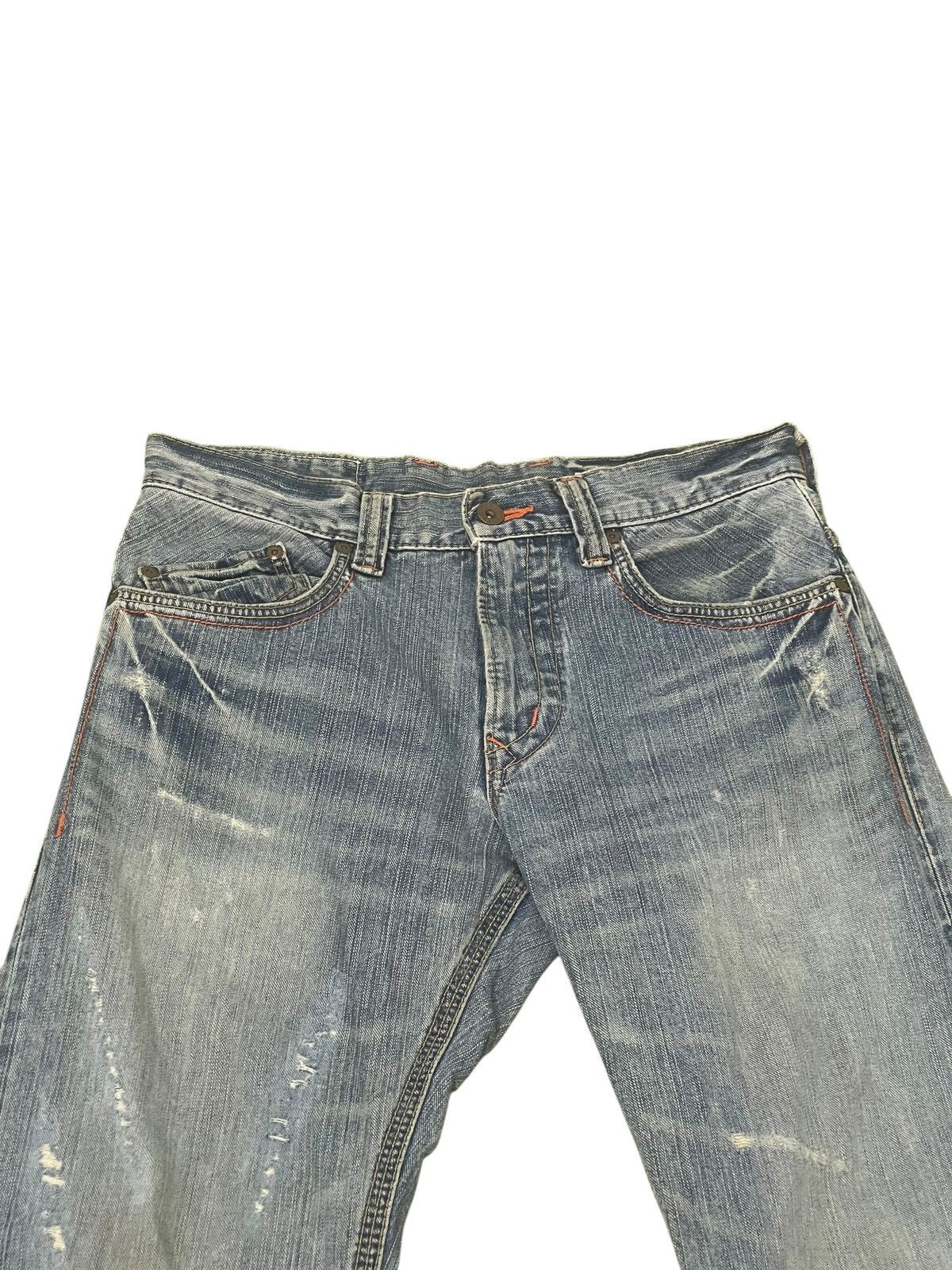 Le Grande Bleu (L.G.B.) Flare Jeans Edwin Japan Faded Distress Boot Cut 2🟦5 Size US 32 / EU 48 - 8 Thumbnail