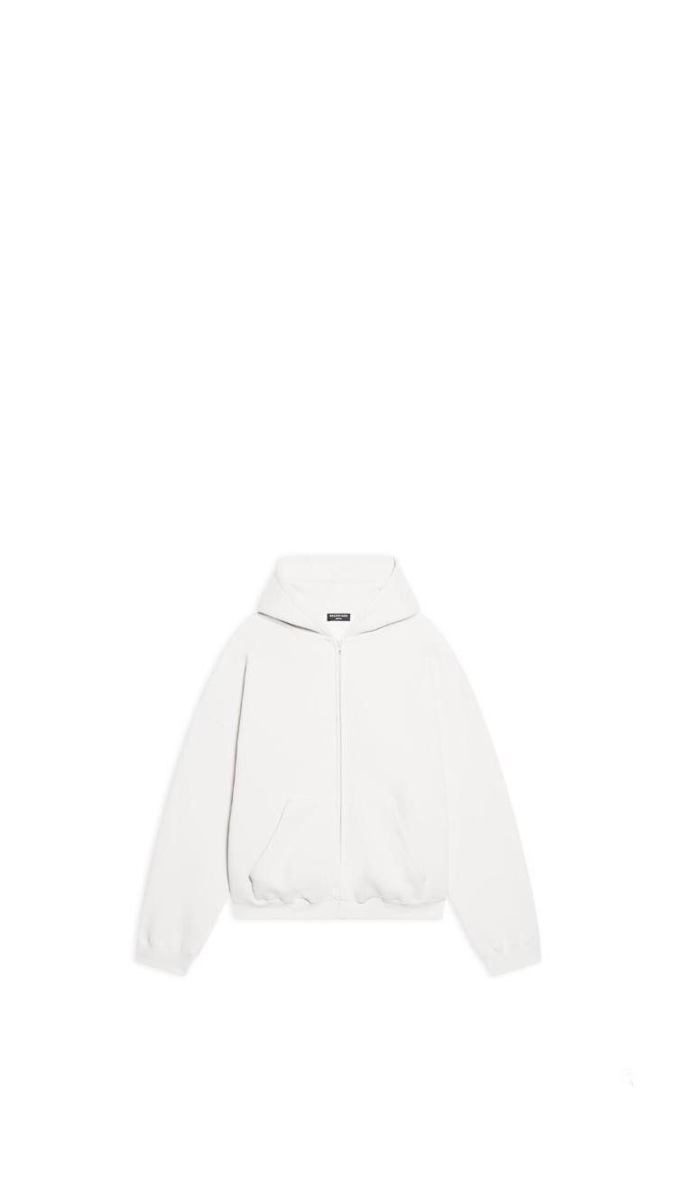 Balenciaga o1bcso1str0325 Zip-Up Hoodie Oversize Fit in White Size L / US 10 / IT 46 - 1 Thumbnail