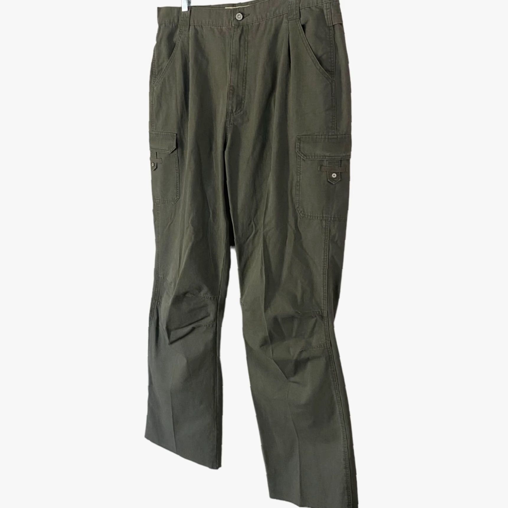 Vintage Cabela's Cargo Utility Pants Women's 18 Olive Green Relaxed Fit Cotton Wide-Leg Size 40" / US 18 - 2 Thumbnail