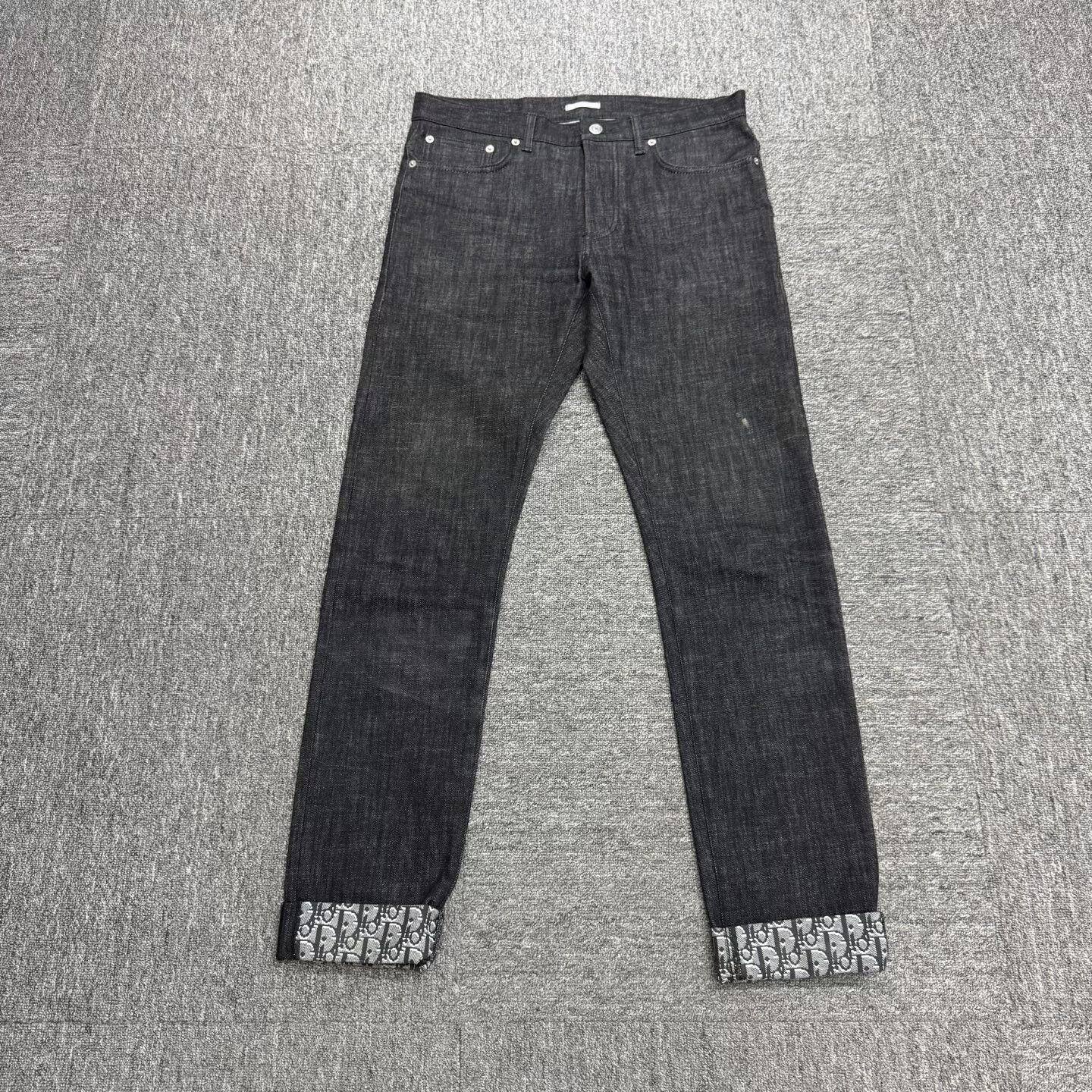 Dior Unique Denim Pants with Logo Cuff