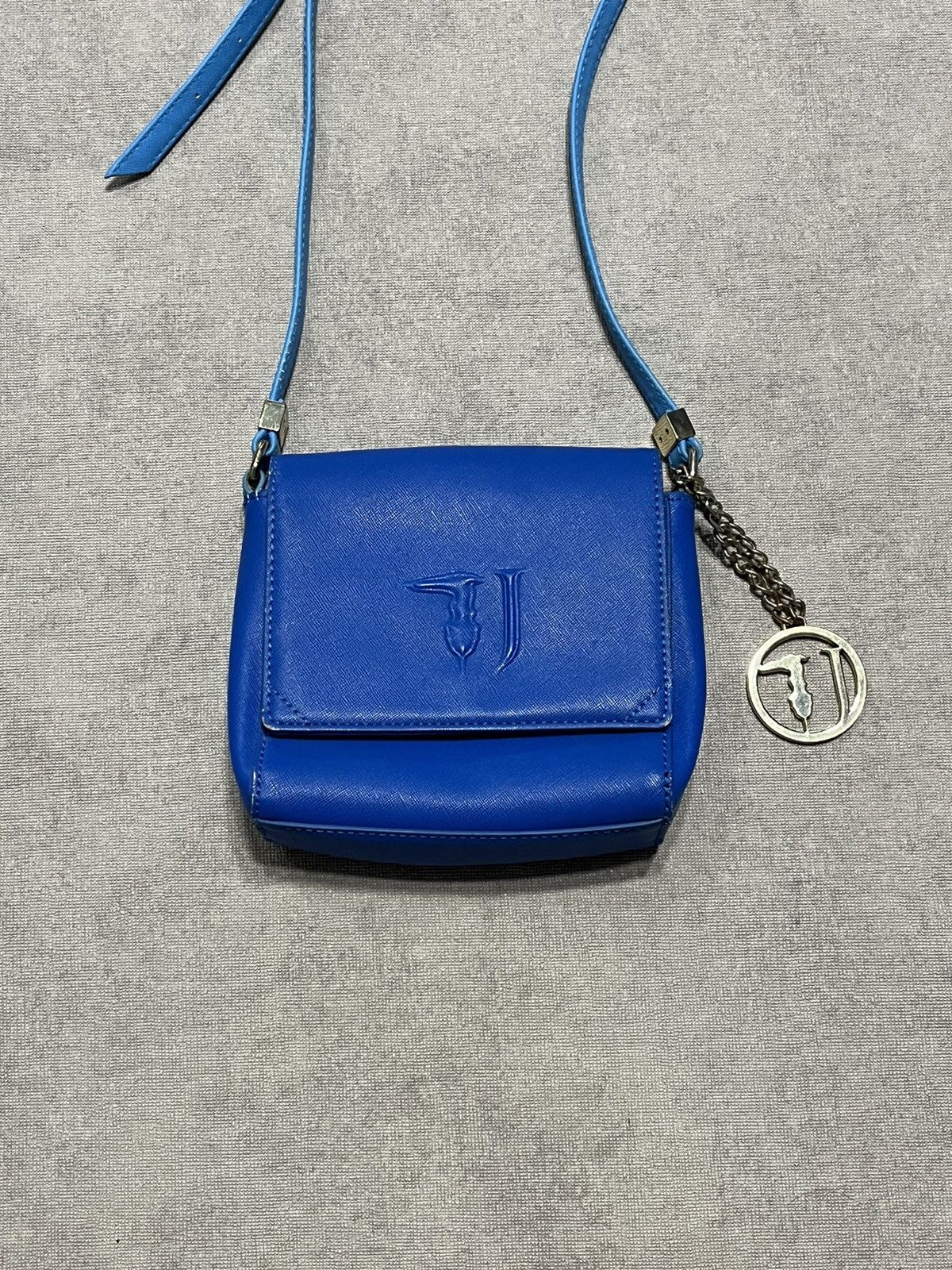 Trussardi Trussardi Jeans Womens Shoulder Bag Blue Logo Small Handle Size ONE SIZE - 1 Thumbnail