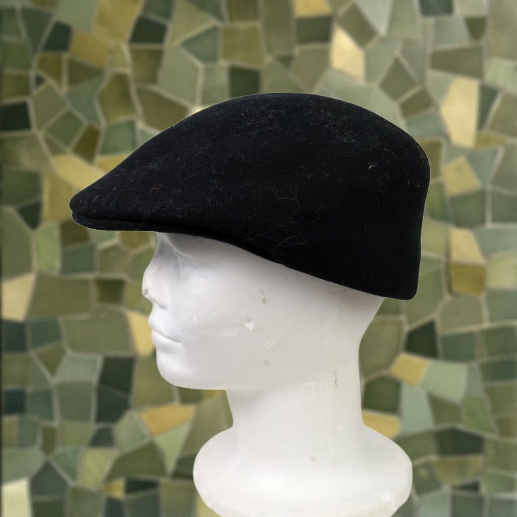 FELT Men Black Felt Wool Flat Cap Cabby Hat M Wool Mens Fall Winter Casual Size ONE SIZE - 1 Thumbnail