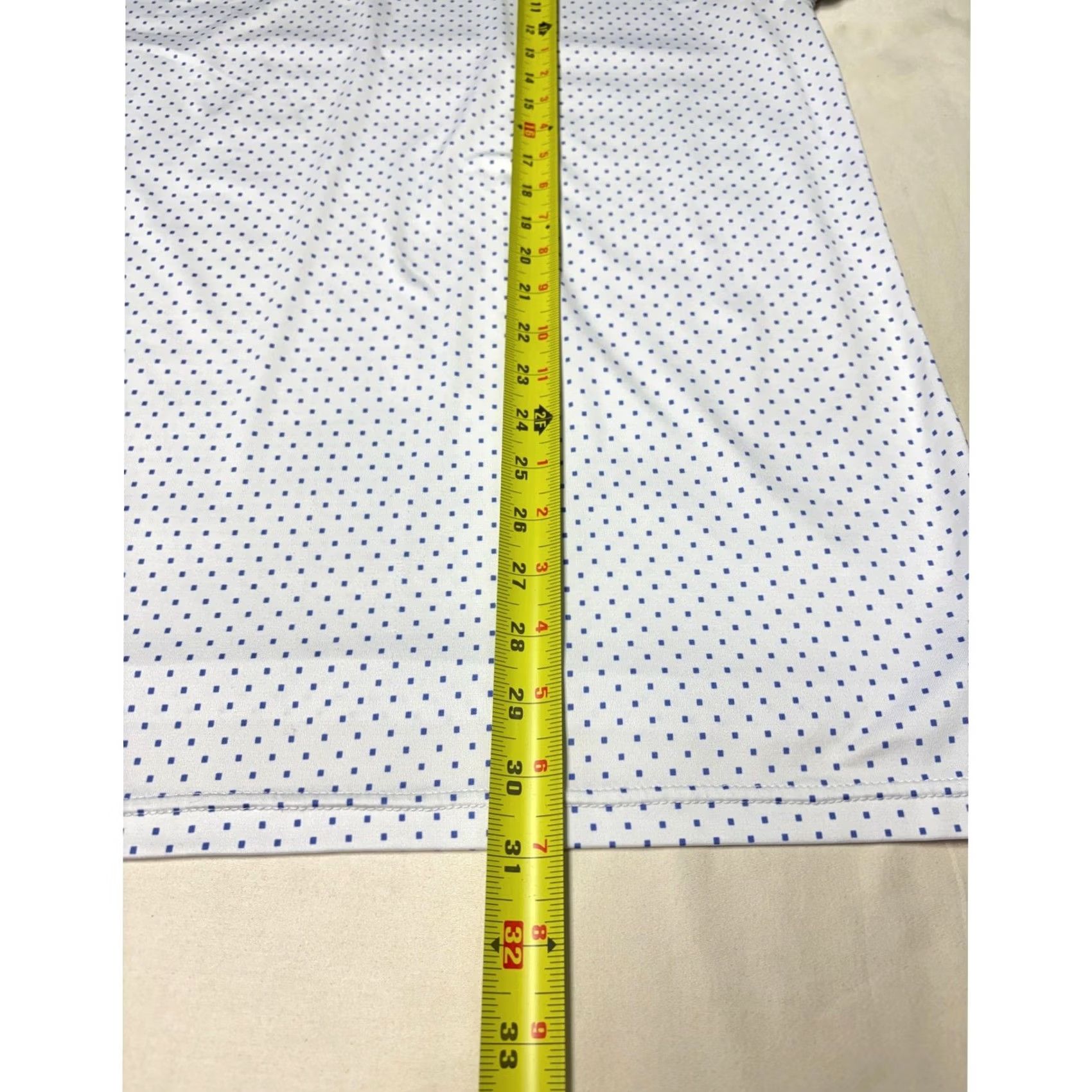 Vintage Graham Luxe Mens Large White Blue Square Dot Performance Golf Polo Shirt L Size US L / EU 52-54 / 3 - 7 Thumbnail