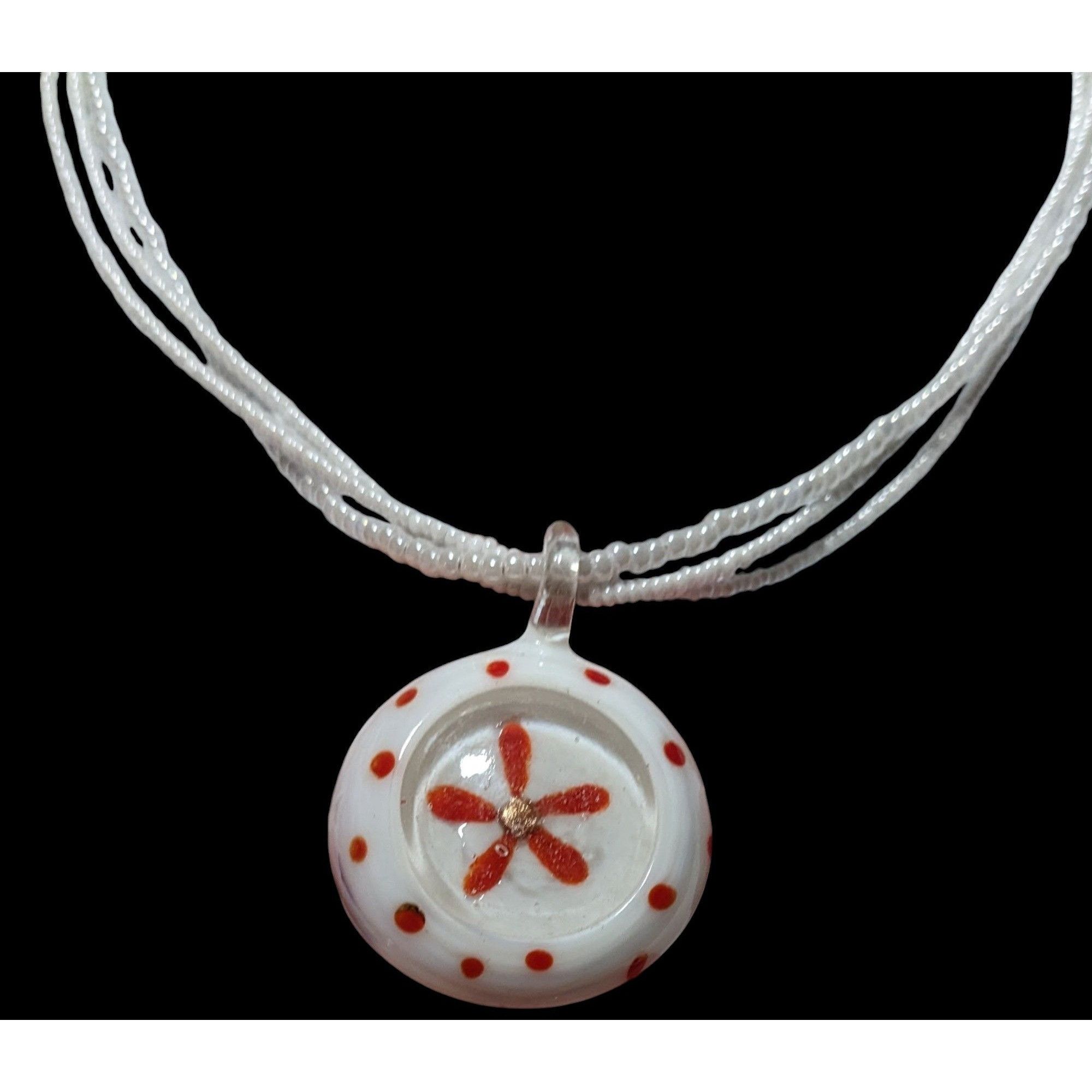 Other Floral Candycane Winter Glass Beaded Necklace Size ONE SIZE - 4 Thumbnail