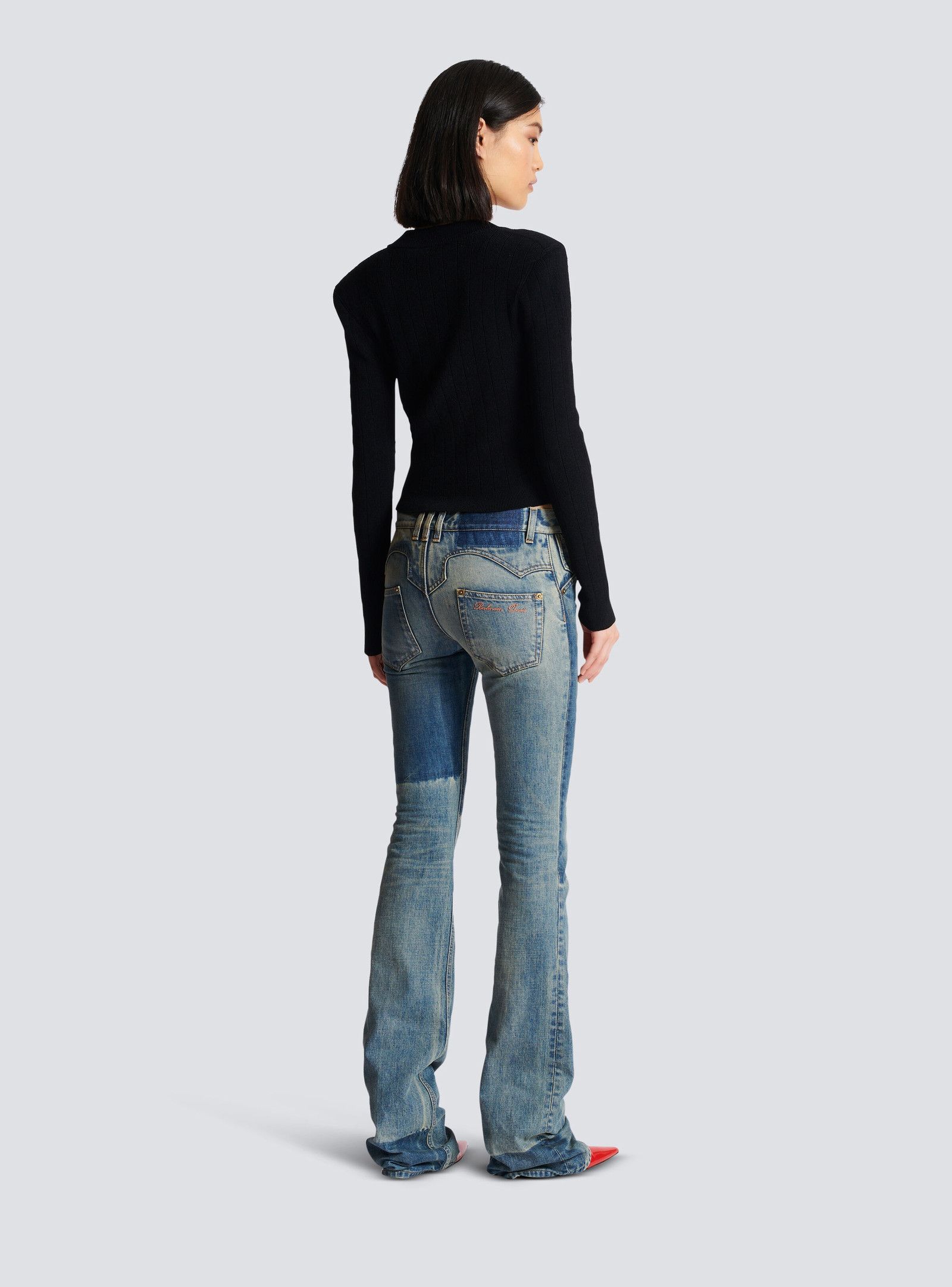 Balmain o1loc1c0526 Cropped cardigan in Black Size M / US 6-8 / IT 42-44 - 4 Thumbnail