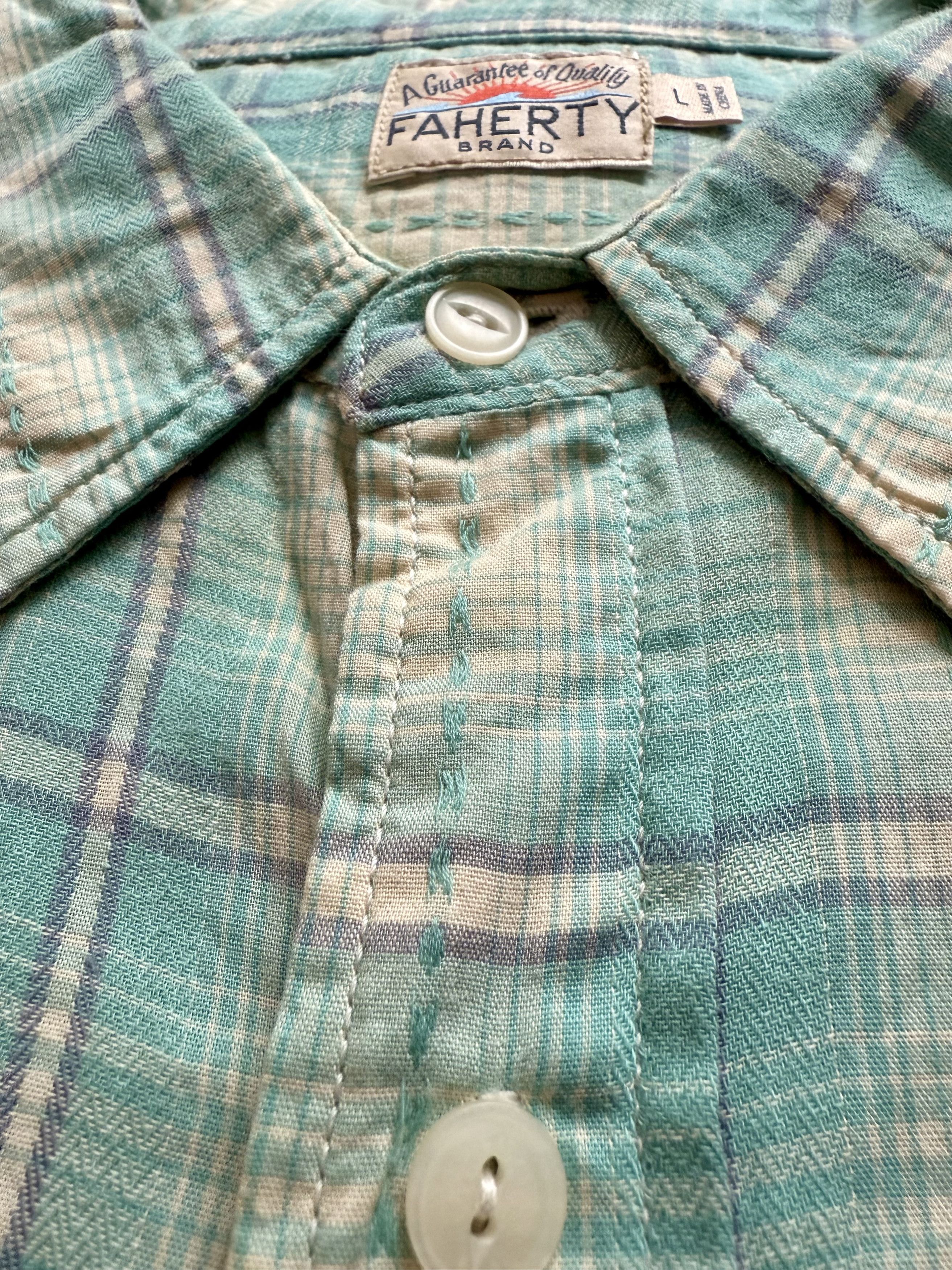 Faherty Faherty Button Up in Green and Cream Plaid Size US L / EU 52-54 / 3 - 4 Thumbnail