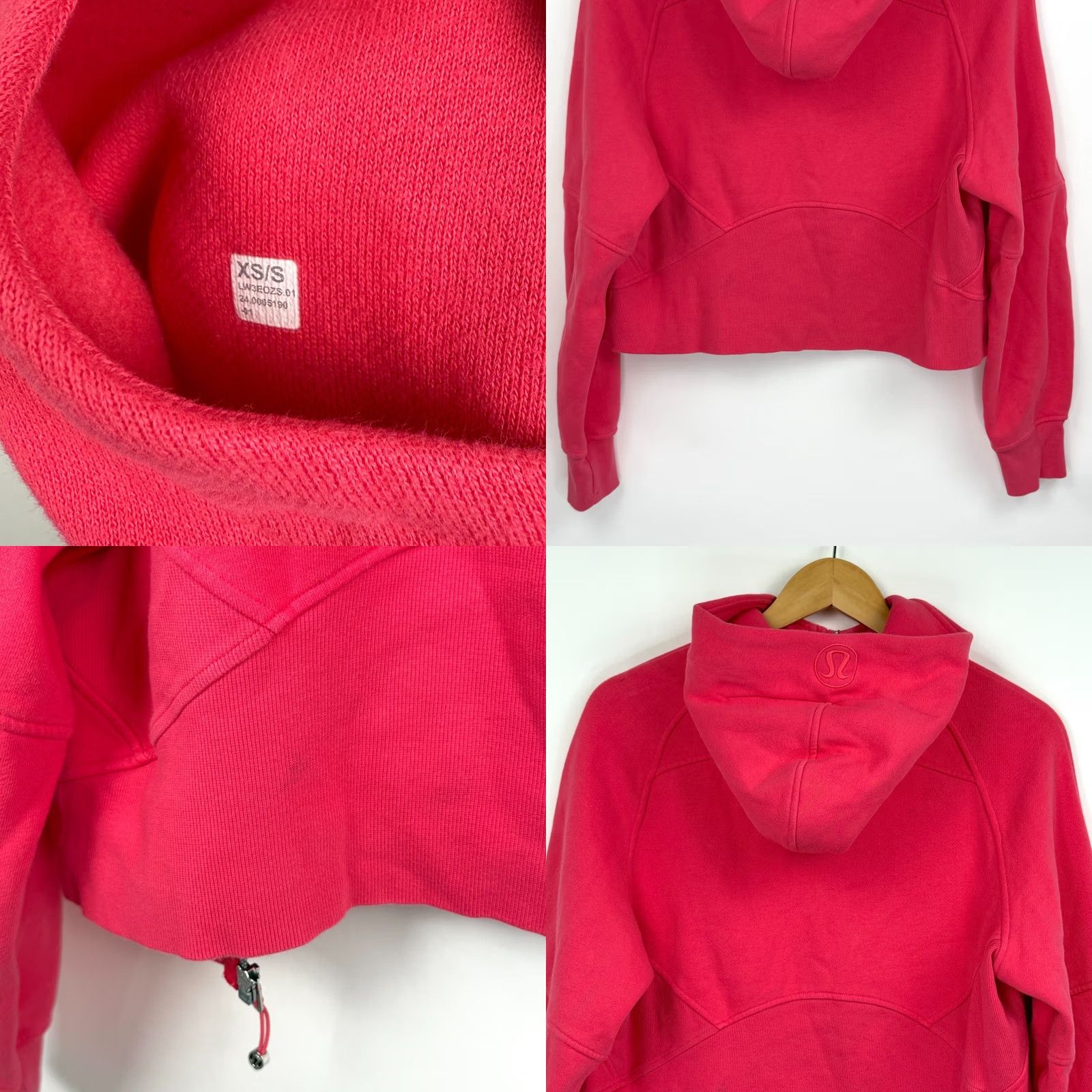 Lululemon VINTAGE Lululemon Womens XS/S Scuba Hoodie Oversized Cropped Full Zip Hot Pink Size XS / US 0-2 / IT 36-38 - 9 Thumbnail