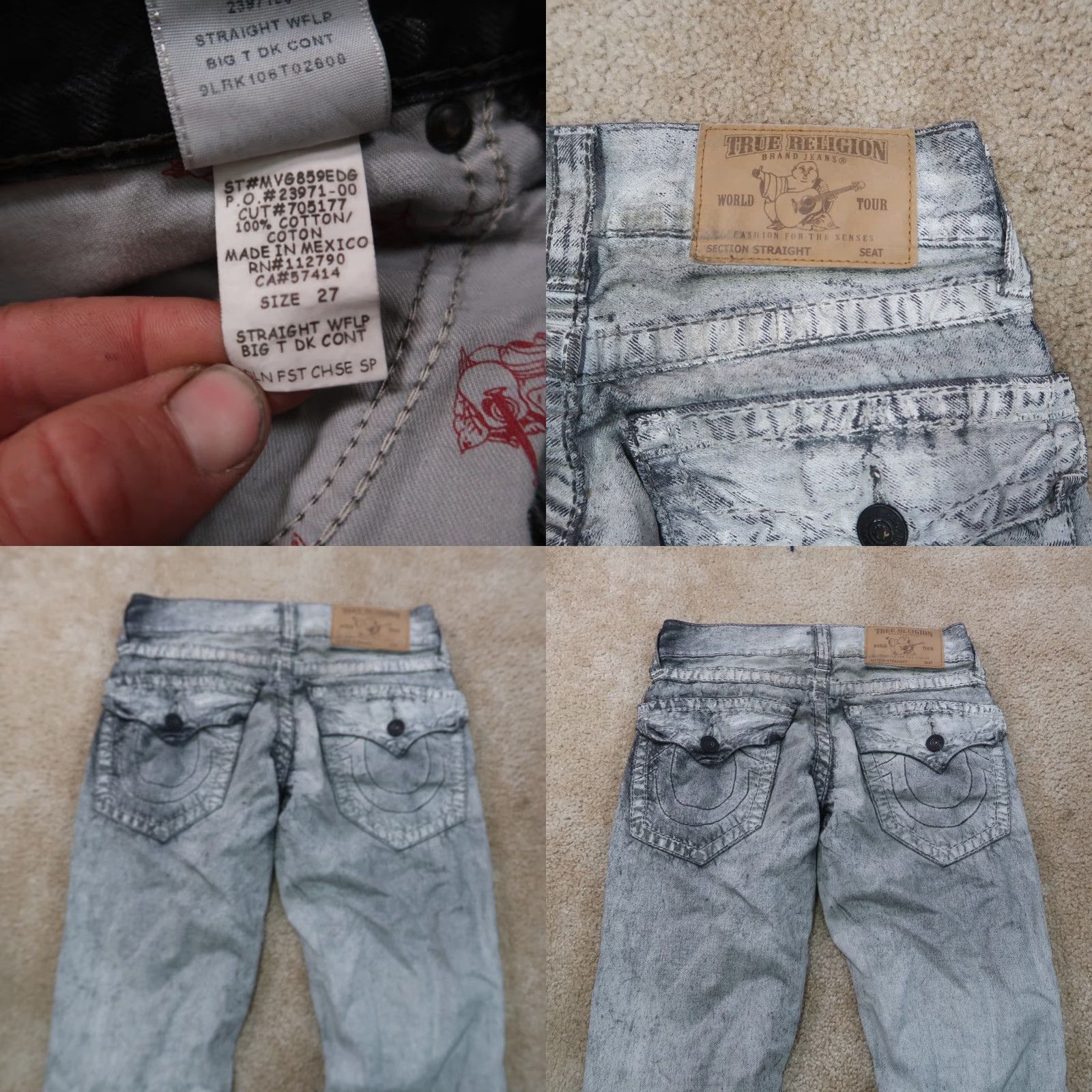 True Religion VINTAGE? No. True Religion Jeans Women's 27 Gray Denim Stretch Straight Leg Flap 90s Regular 33 Inseam Size 27" / US 4 / IT 40 - 8 Thumbnail