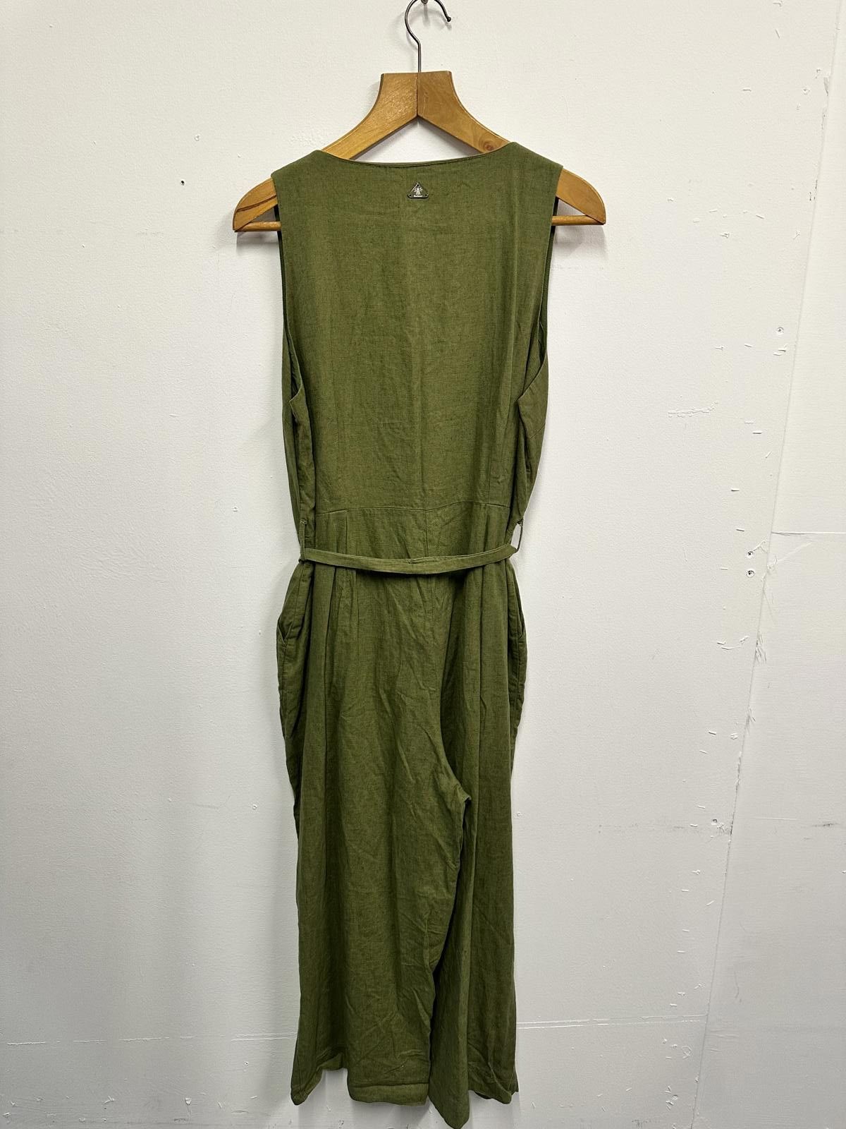 Barbour Barbour Olive Green Sleeveless Buttoned Dress with Waist Tie Size 34" / US 12 / IT 48 - 5 Thumbnail