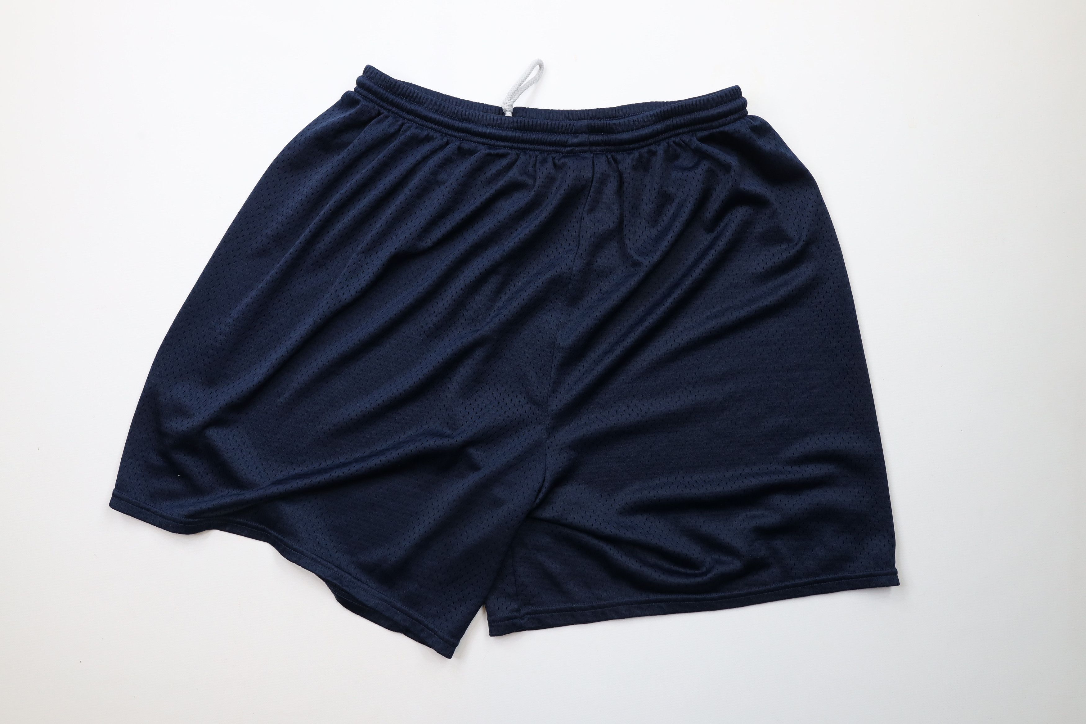 Nike × Vintage Vintage Nike Mini Swoosh Above Knee Mesh Shorts Navy Blue Size US 36 / EU 52 - 9 Thumbnail
