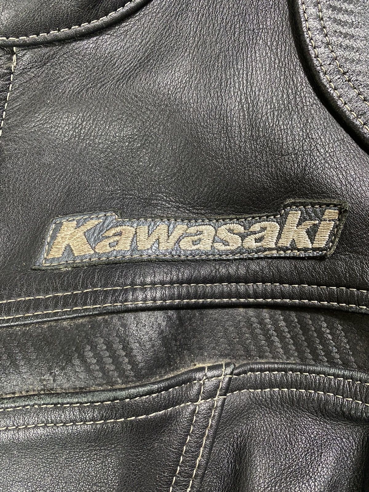 Vintage Kawasaki (Biker) Padded Leather Jacket Size US S / EU 44-46 / 1 - 8 Thumbnail