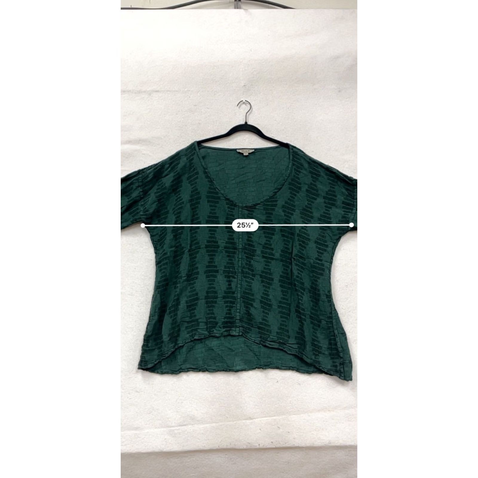 FLAX FLAX Blouse Long Sleeve Top Unisex Adults L Green Linen-Cotton Blend Patterned 167A Size L / US 10 / IT 46 - 8 Thumbnail