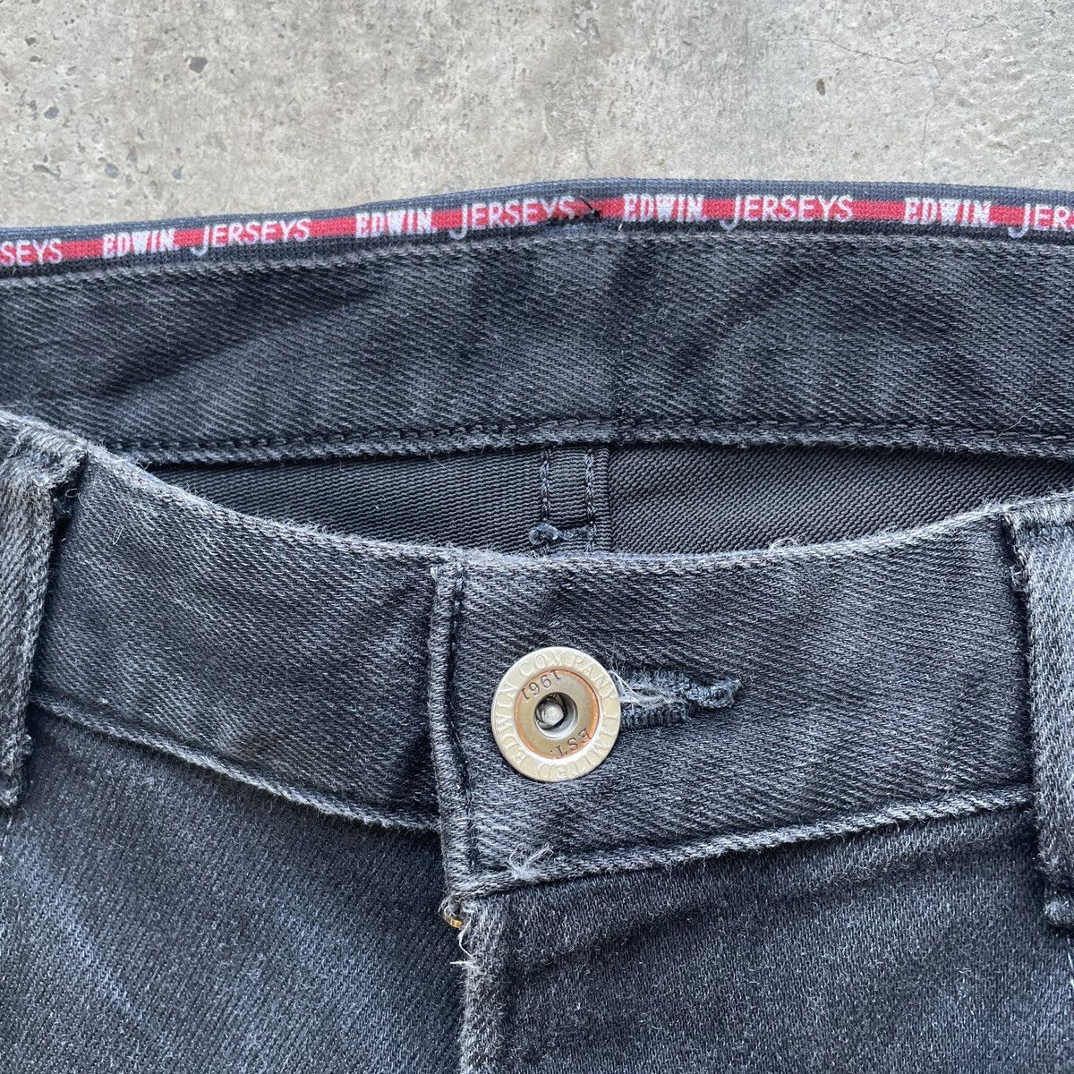 Japanese Brand Vintage Edwin Jersey Black Faded Skinny Denim Jeans Pants Size US 31 - 6 Thumbnail